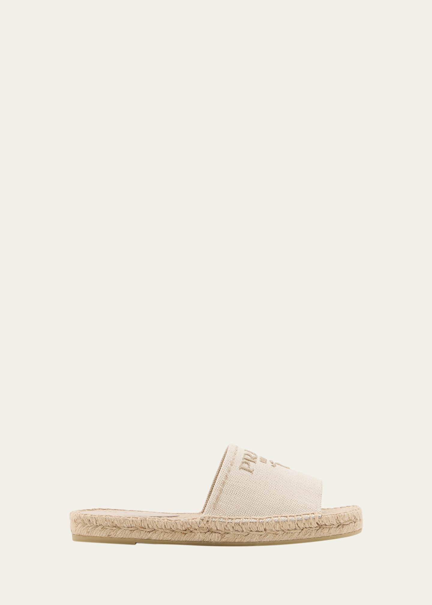 Prada Embroidered Linen Espadrille Sandals
