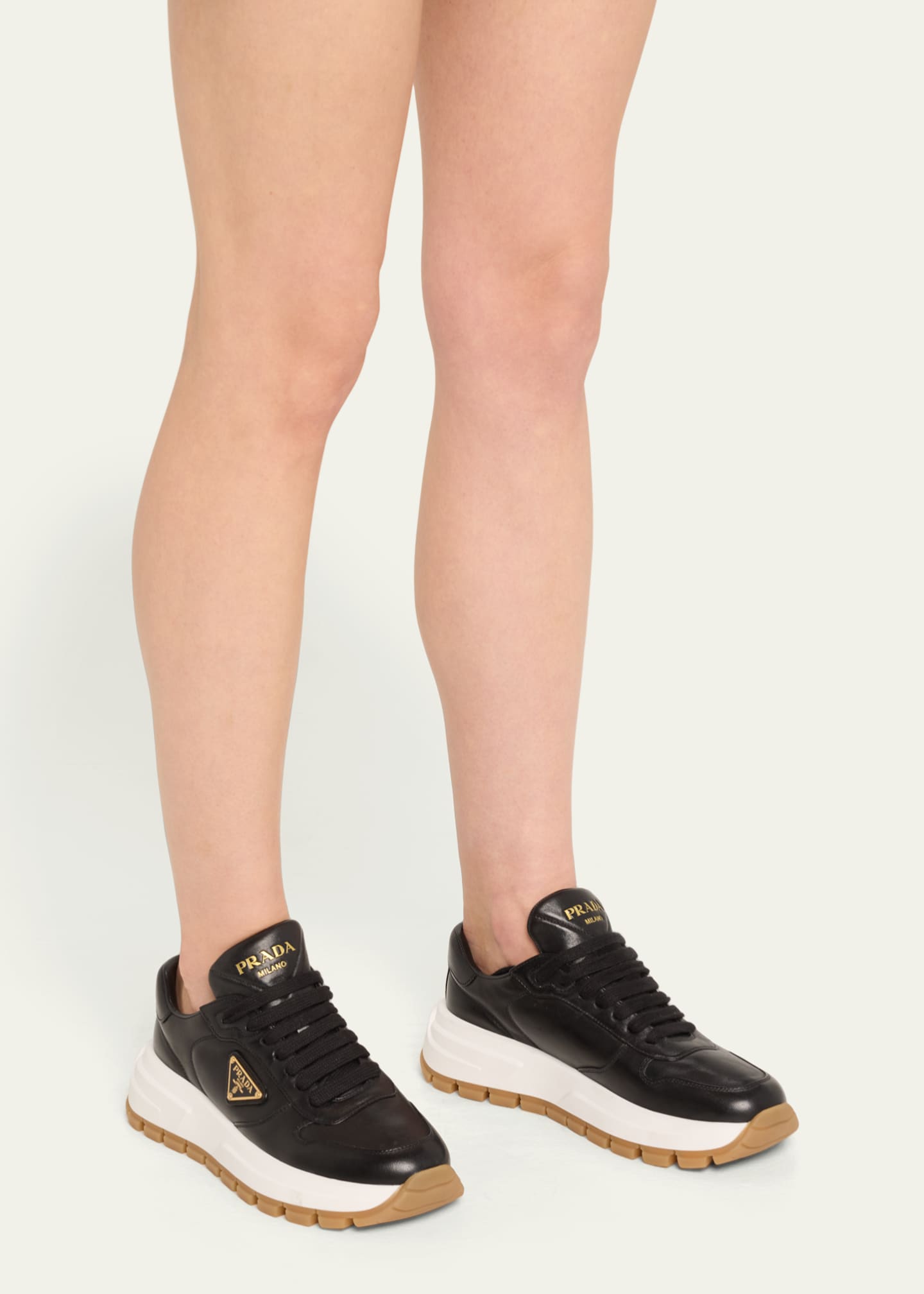 Prada Leather Logo Runner Sneakers Image 2 of 5