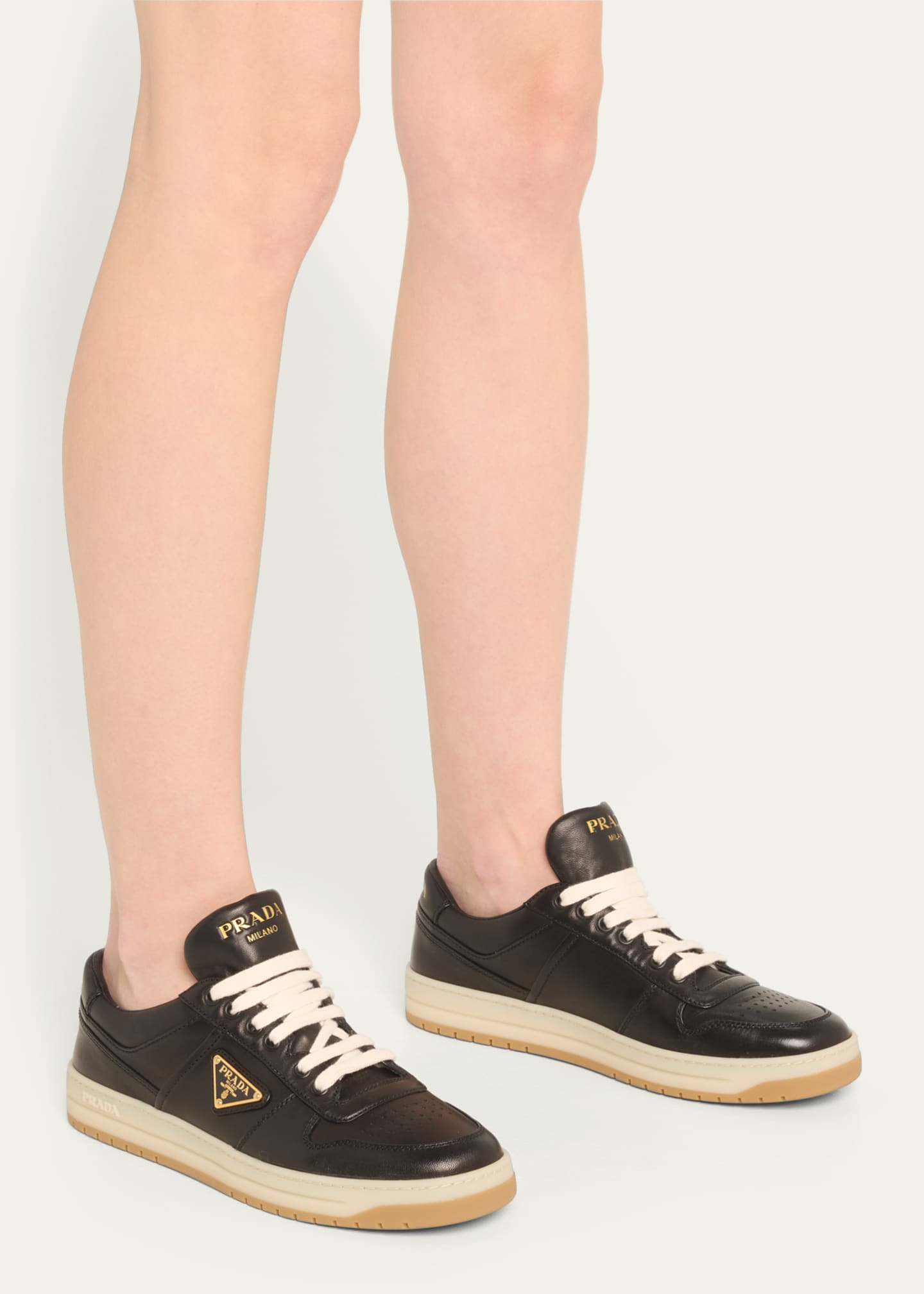 Prada Leather Low-Top Sneakers - Bergdorf Goodman