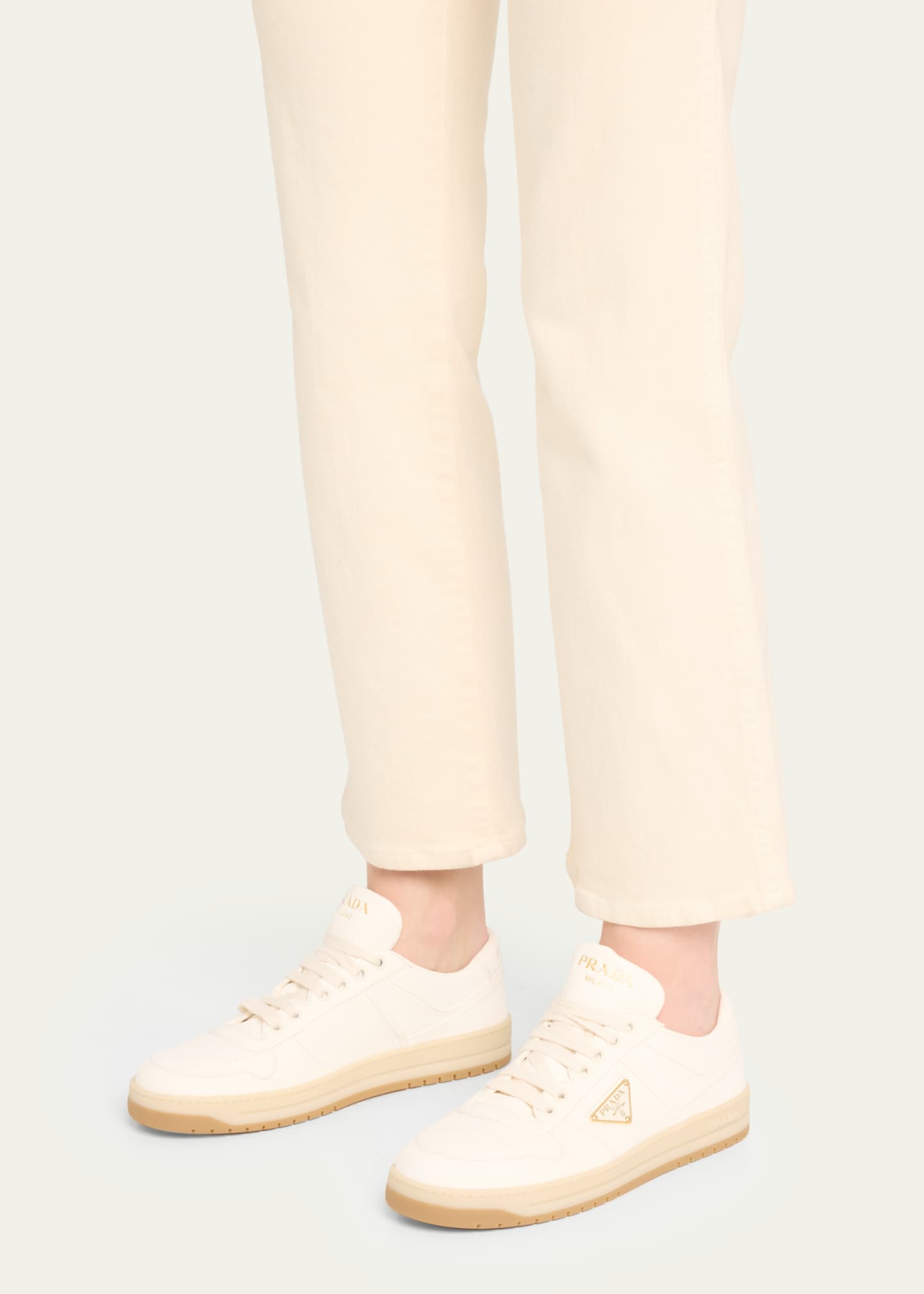 Prada Leather Low-Top Sneakers Image 2 of 4