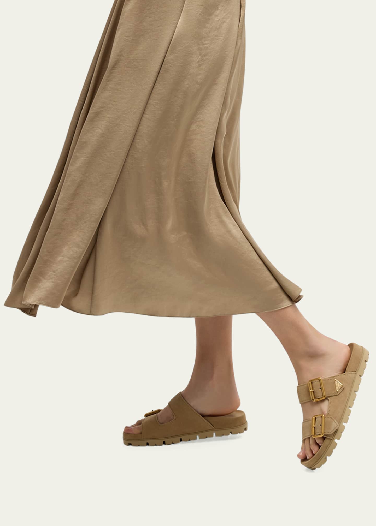 Suede slide sandals discount