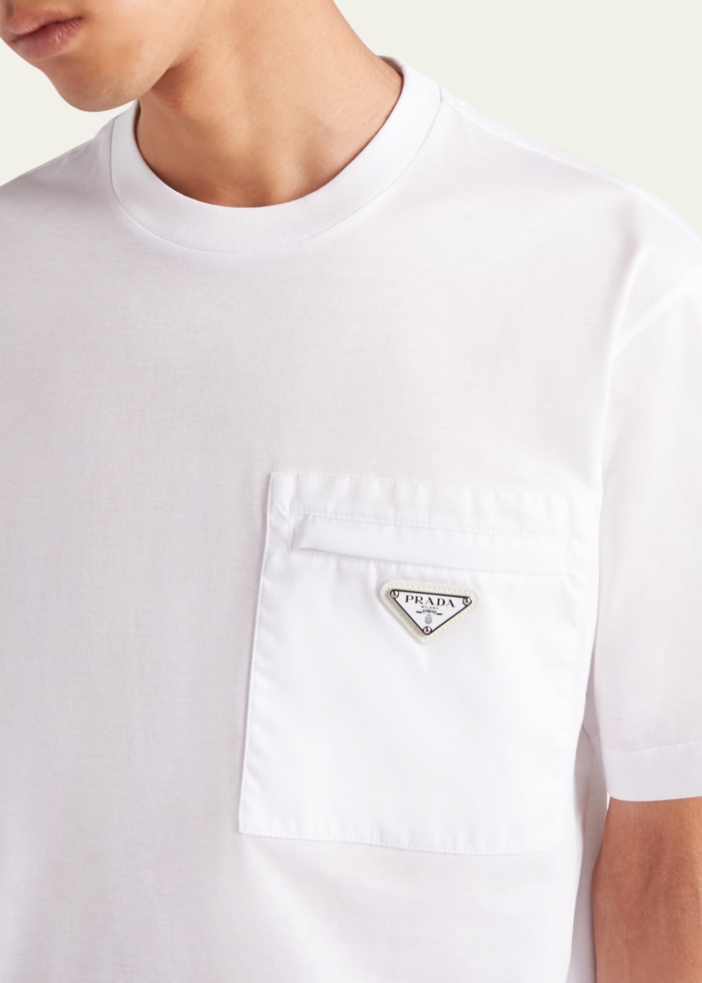 Prada Men s Jersey Logo Pocket T Shirt Bergdorf Goodman