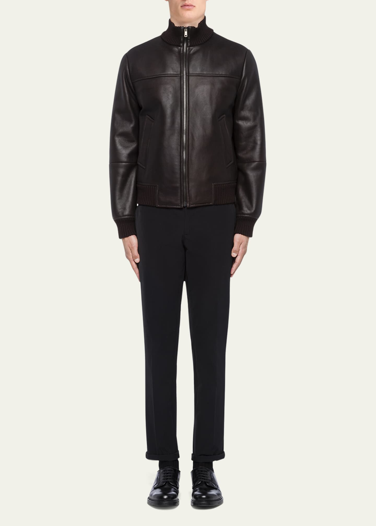 Prada Men's Leather Bomber Jacket - Bergdorf Goodman