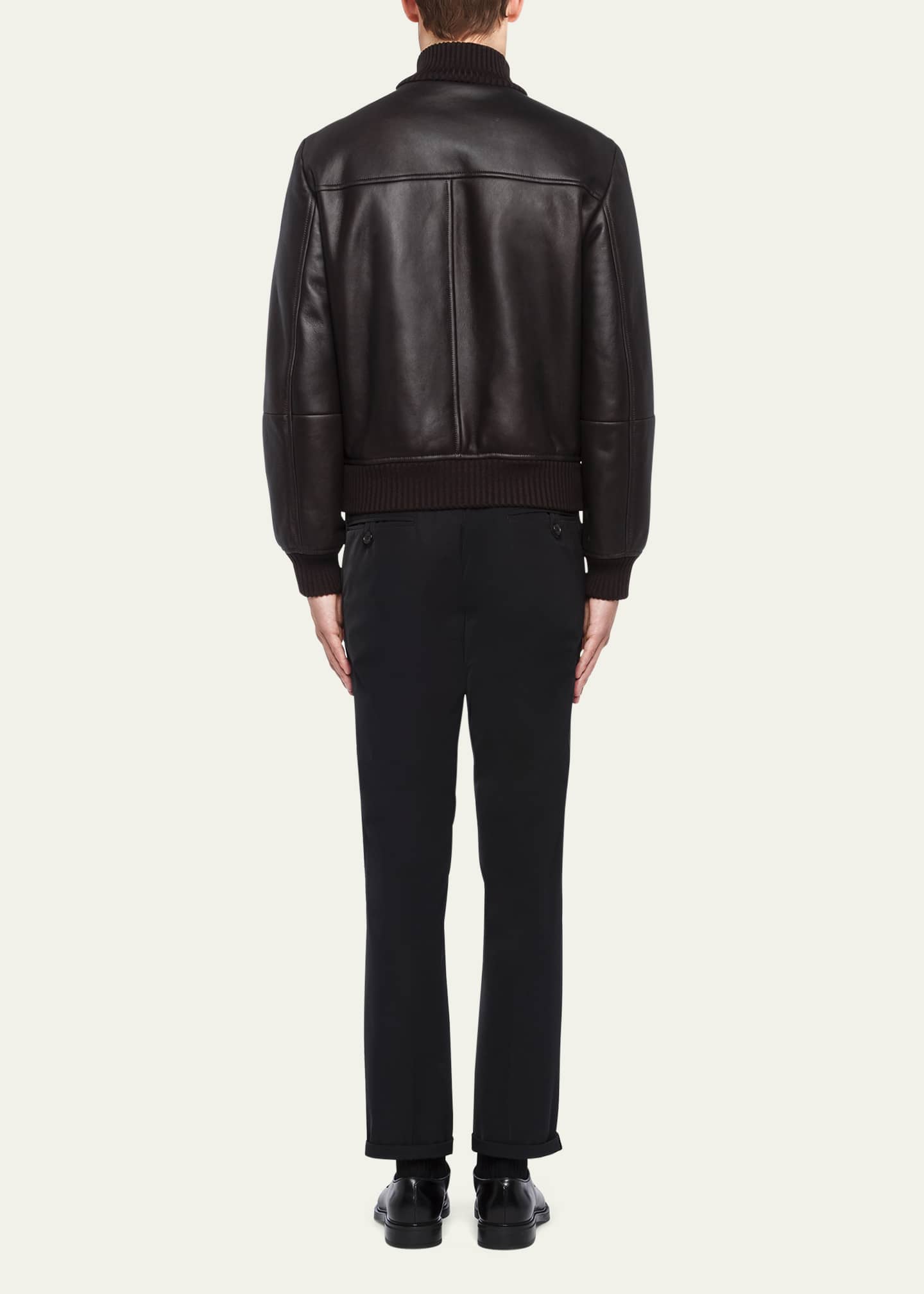 Prada Men's Leather Bomber Jacket - Bergdorf Goodman