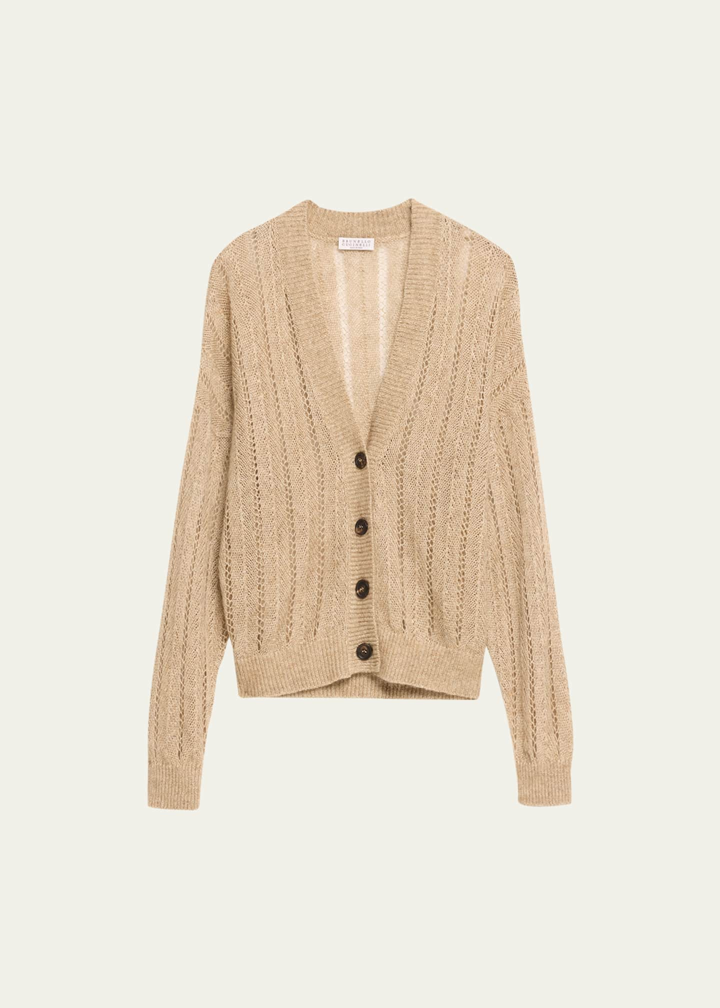 Brunello Cucinelli Herringbone Linen Button-Front Cardigan - Bergdorf ...