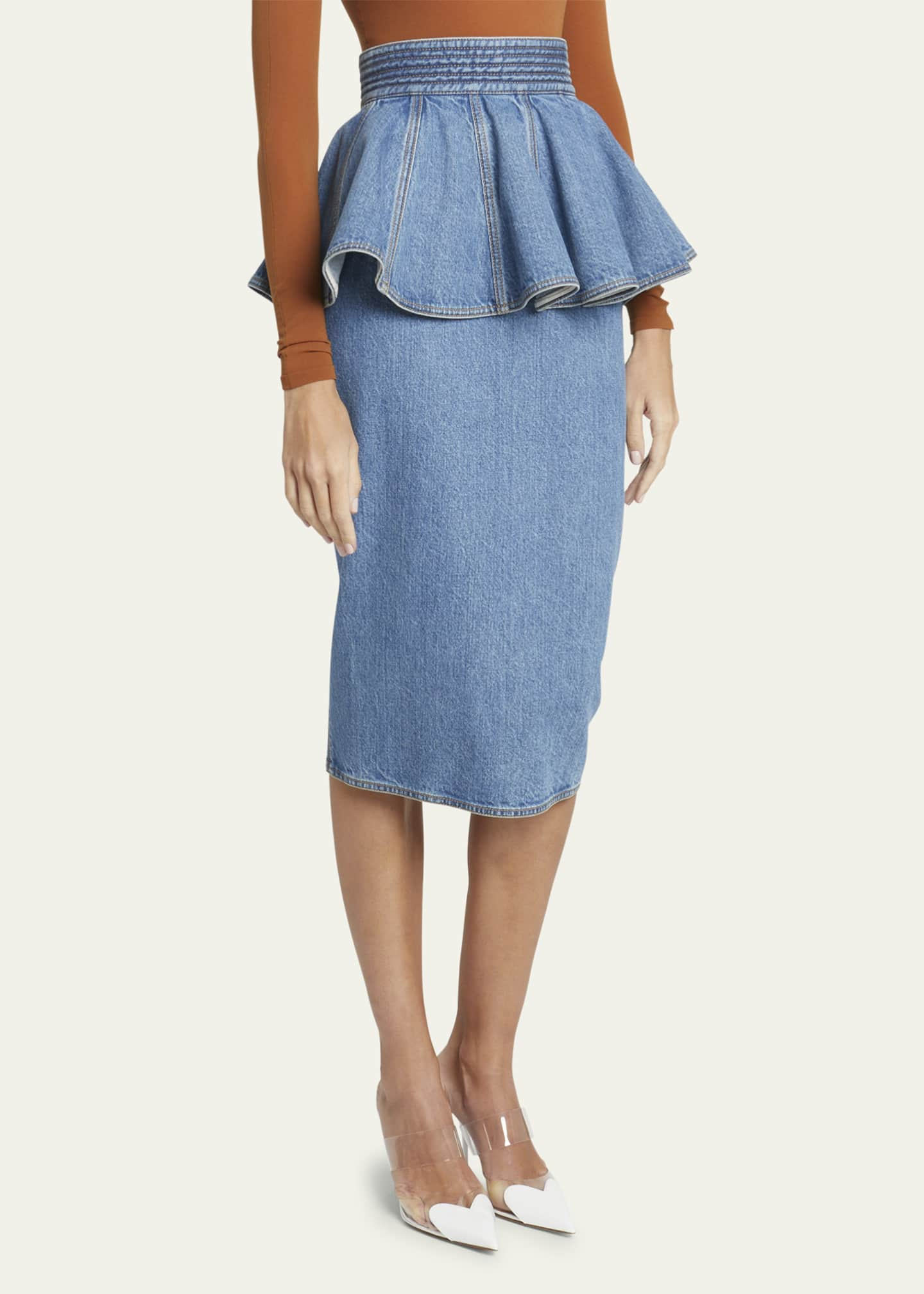 ALAÏA, Denim Peplum Belt, Women