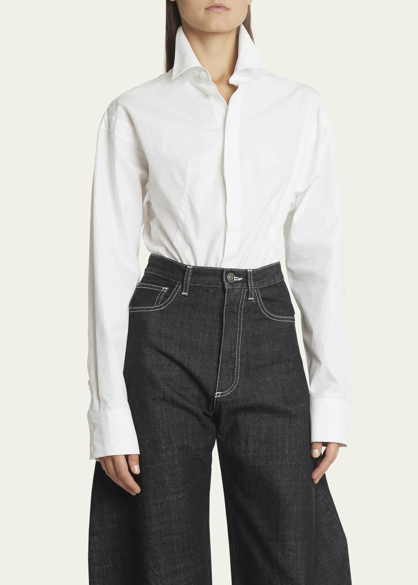 ALAIA Poplin Button Down Bodysuit Image 4 of 5