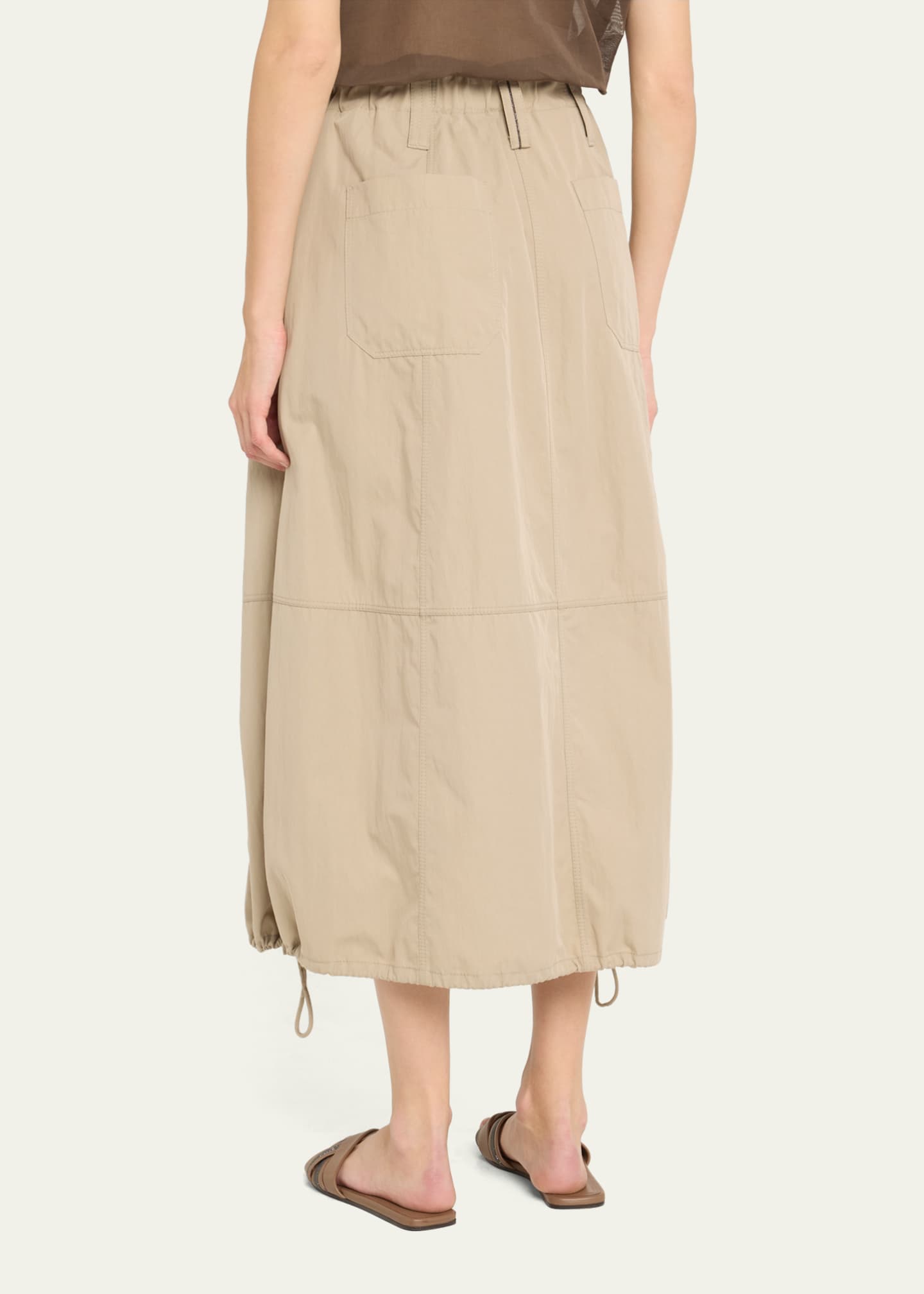 Brunello Cucinelli Cargo Cotton Midi Skirt with Drawstring Hem ...