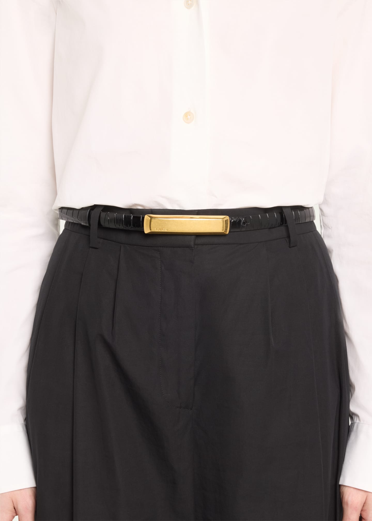 TOM FORD Croc-Embossed Leather Skinny Belt Bergdorf Goodman