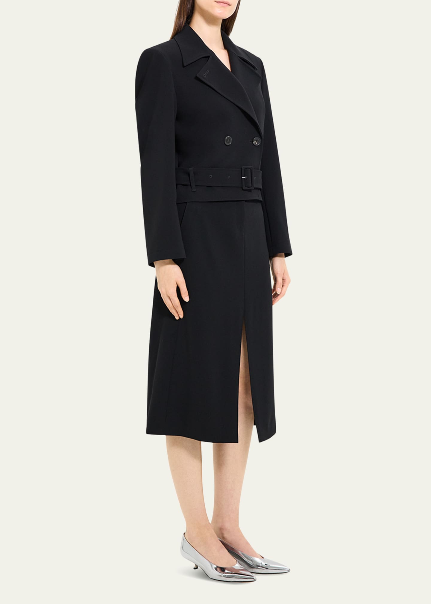 Theory crepe trench coat outlet