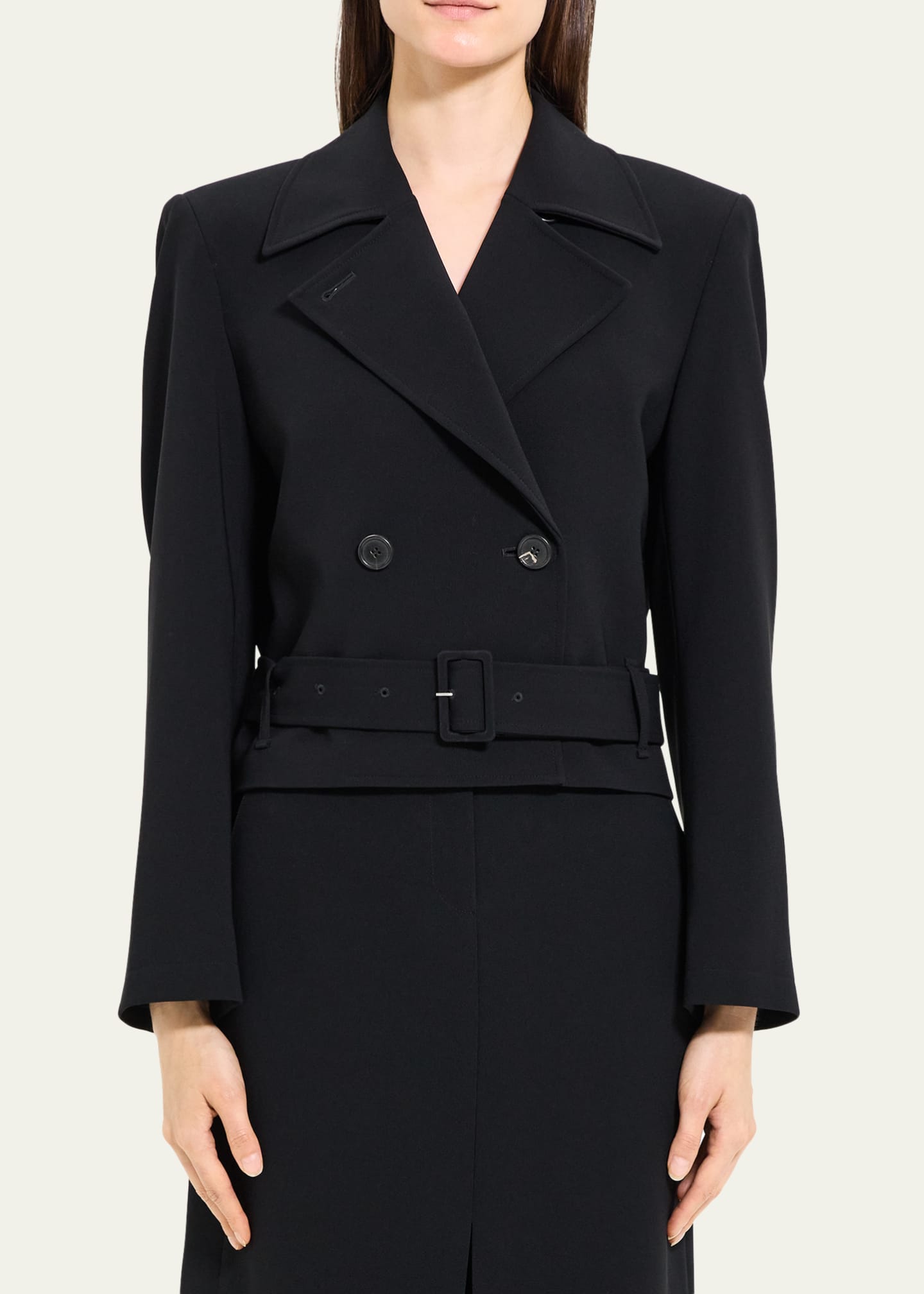 Theory Double-Breasted Admiral Crepe Crop Trench Coat - Bergdorf Goodman