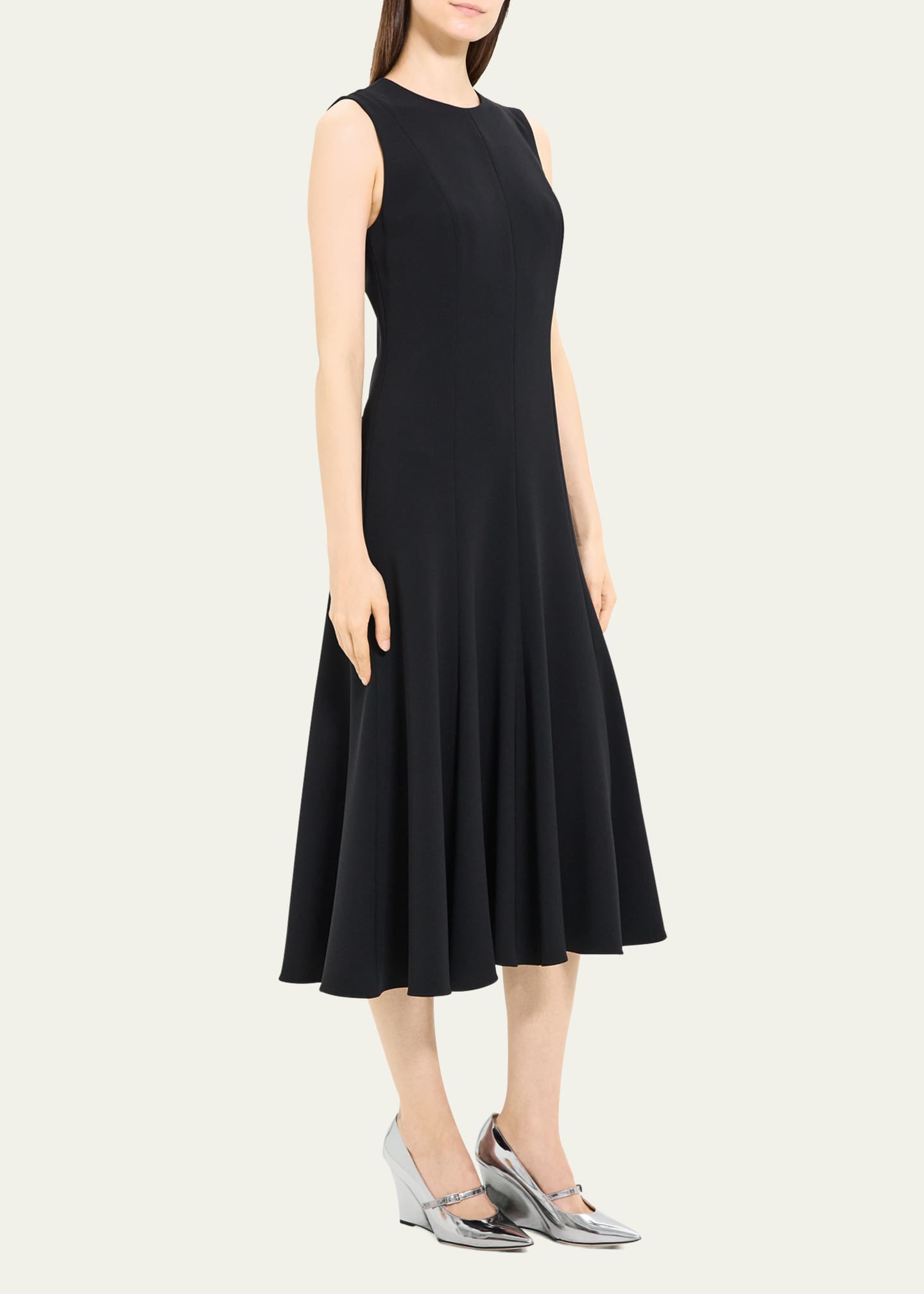 Theory Seamed Admiral Crepe Sleeveless Midi Dress - Bergdorf Goodman