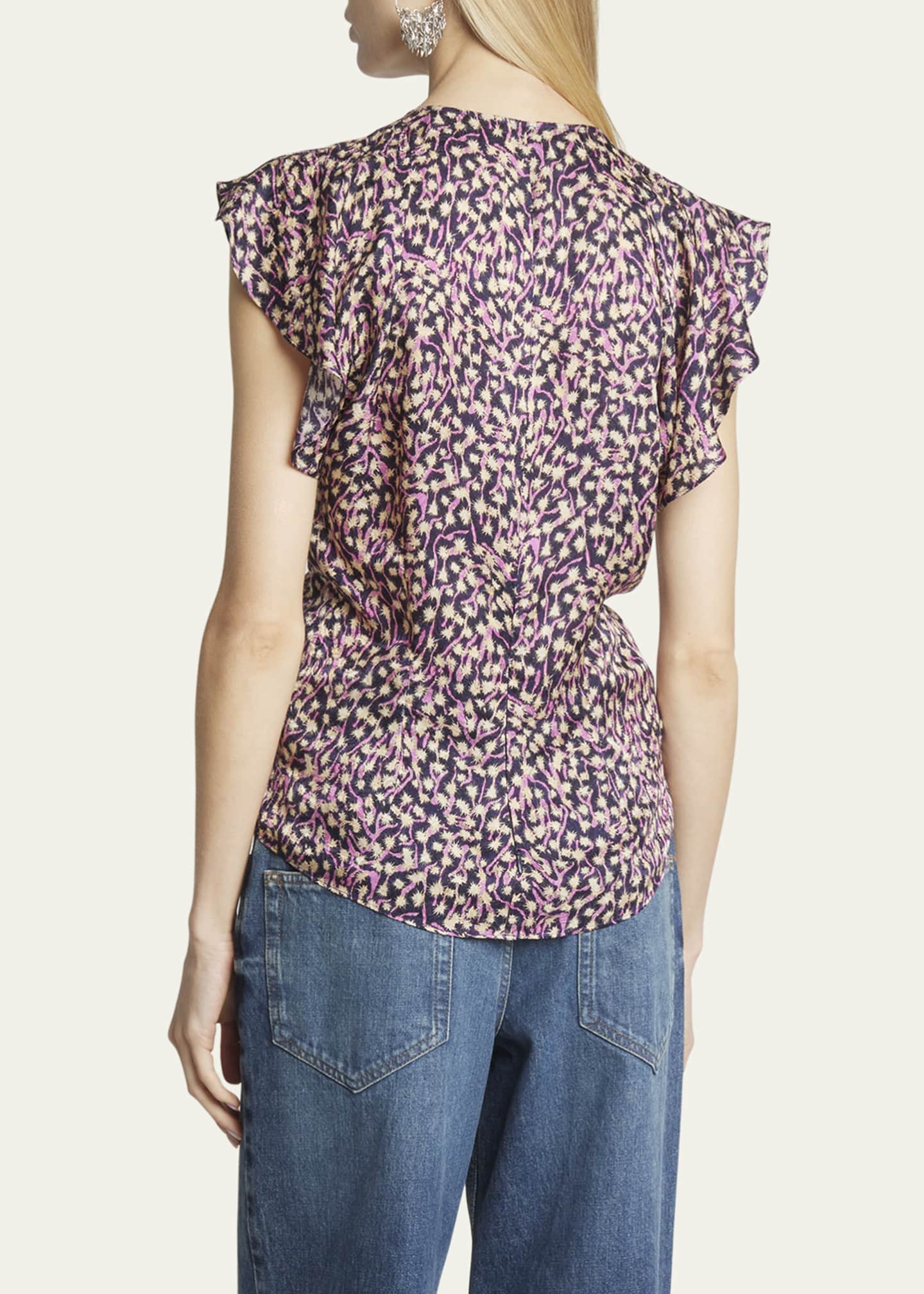 Isabel Marant Lonea Printed Center Ruched Blouse
