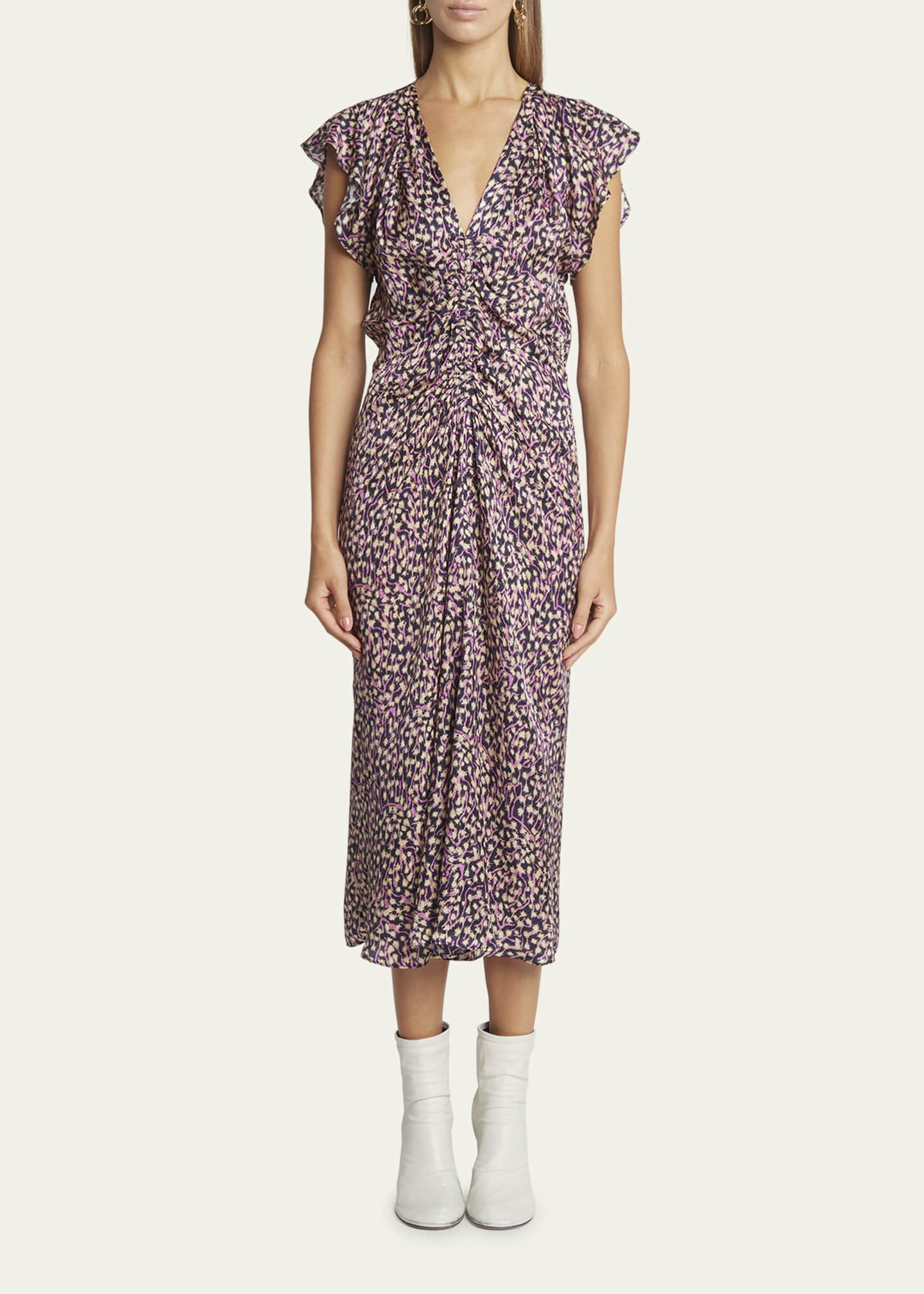 Isabel Marant Lyndsay Floral Pleated Midi Dress