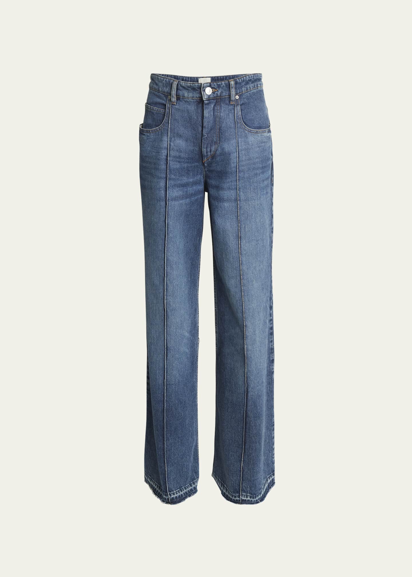 Isabel Marant Noldy Wide-Leg Pintuck Jeans - Bergdorf Goodman