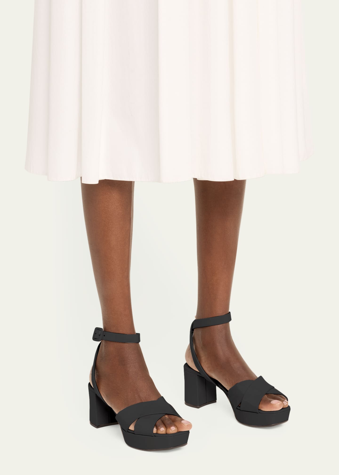 Prada Patent Crisscross Ankle-Strap Platform Sandals - Bergdorf