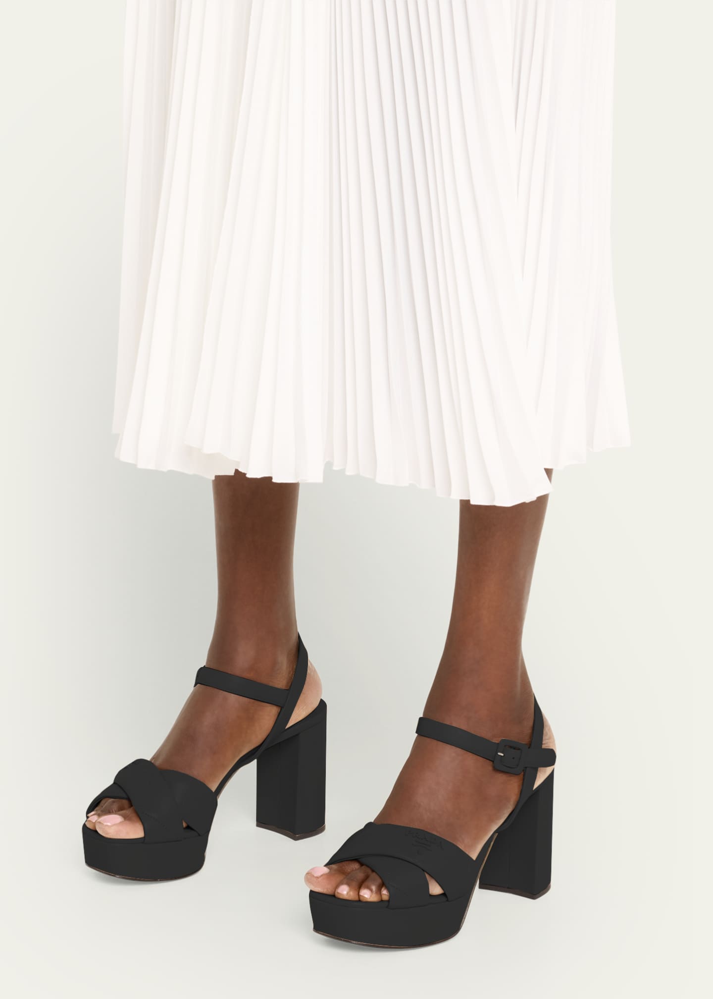 Prada Quilted Leather Crisscross Platform Sandals Image 2 of 5