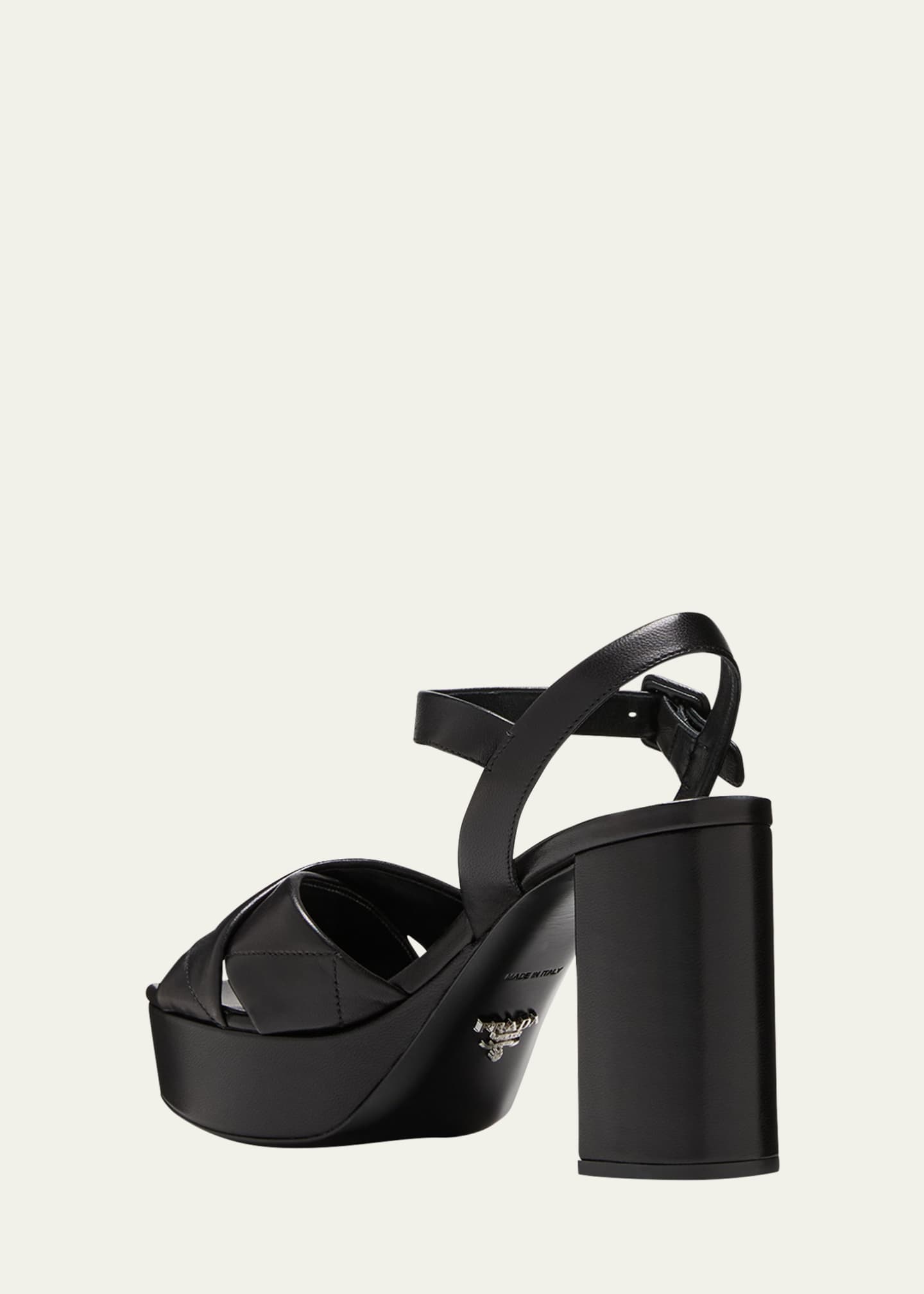 Prada Quilted Leather Crisscross Platform Sandals Image 4 of 5