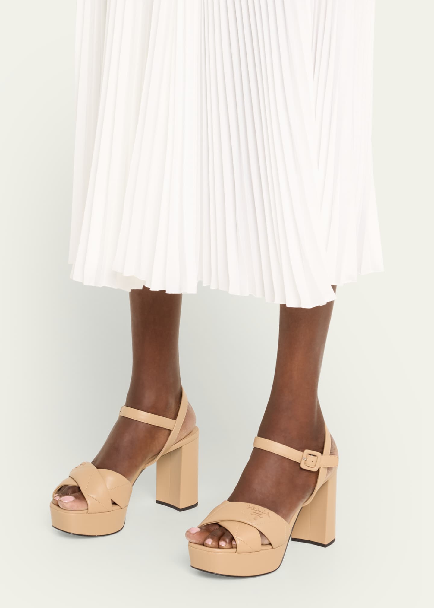 Prada Quilted Leather Crisscross Platform Sandals Image 2 of 5