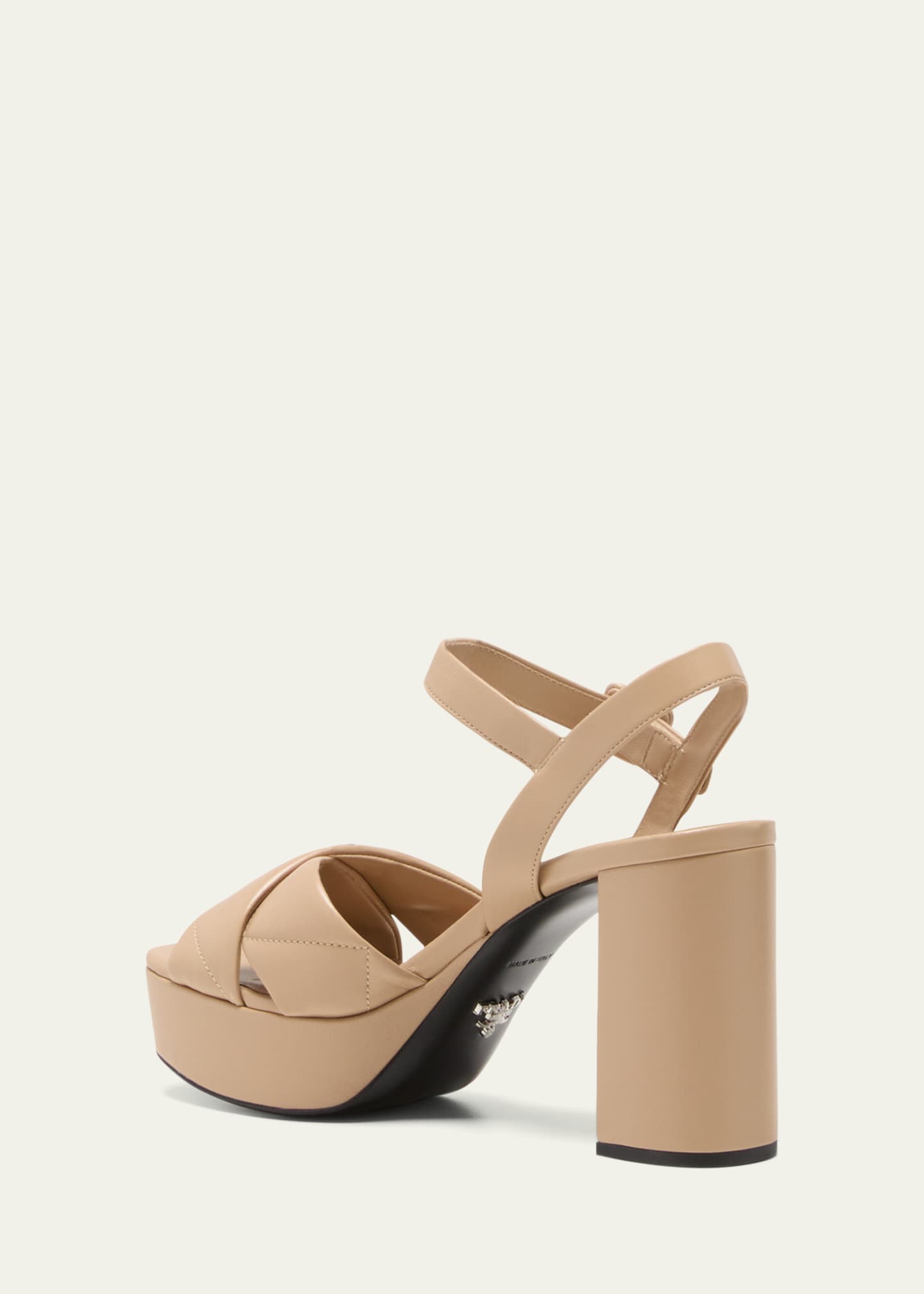 Prada Quilted Leather Crisscross Platform Sandals Image 4 of 5