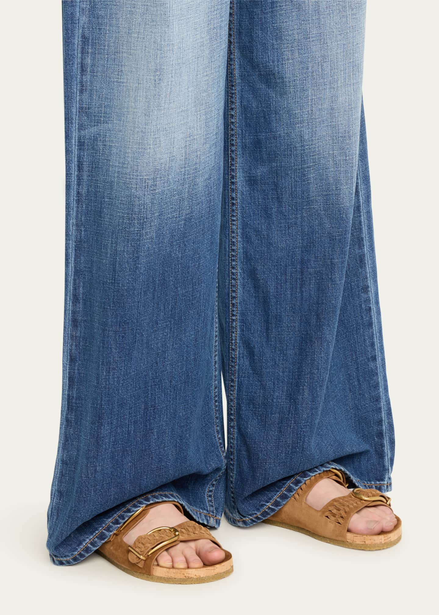 Veronica Beard Paige Woven Suede Dual-Buckle Slide Sandals Image 2 of 3