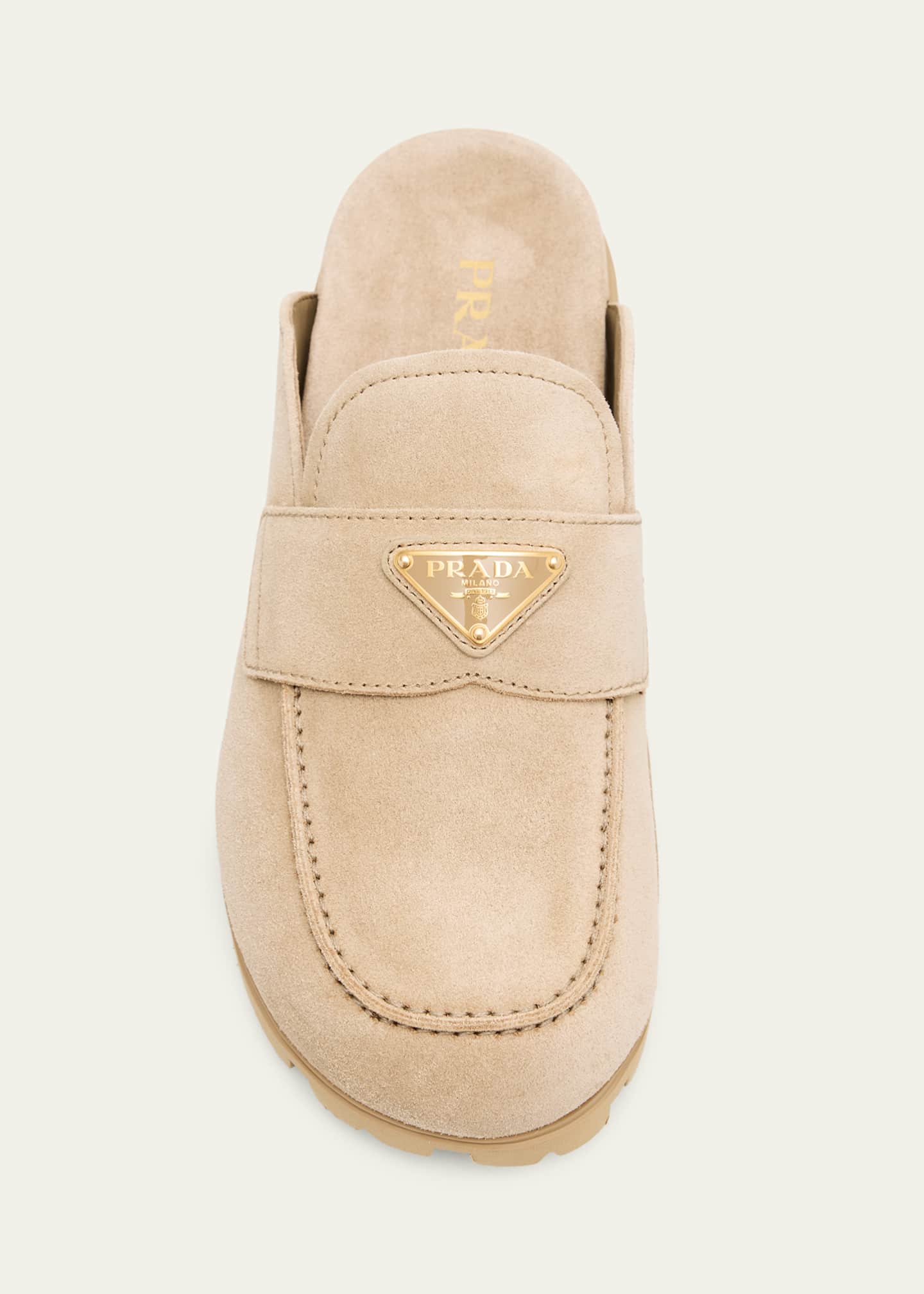 PRADA ベージュ ミュール Prada Fussbett Suede Loafer Mules - Bergdorf Goodman