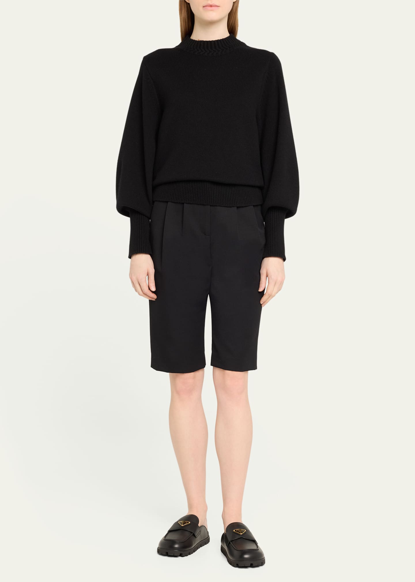 Prada Fussbett Leather Loafer Mules Image 3 of 5