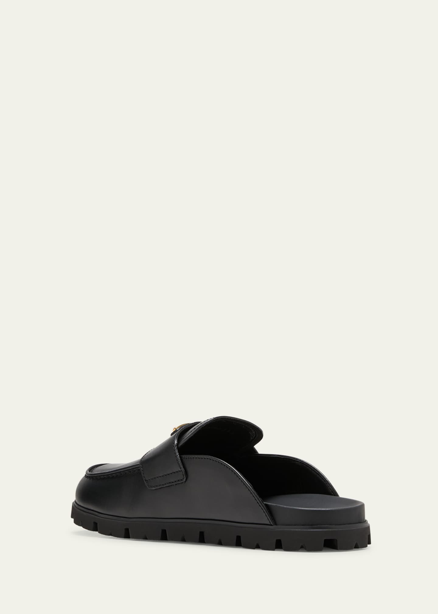 Prada Fussbett Leather Loafer Mules Image 4 of 5
