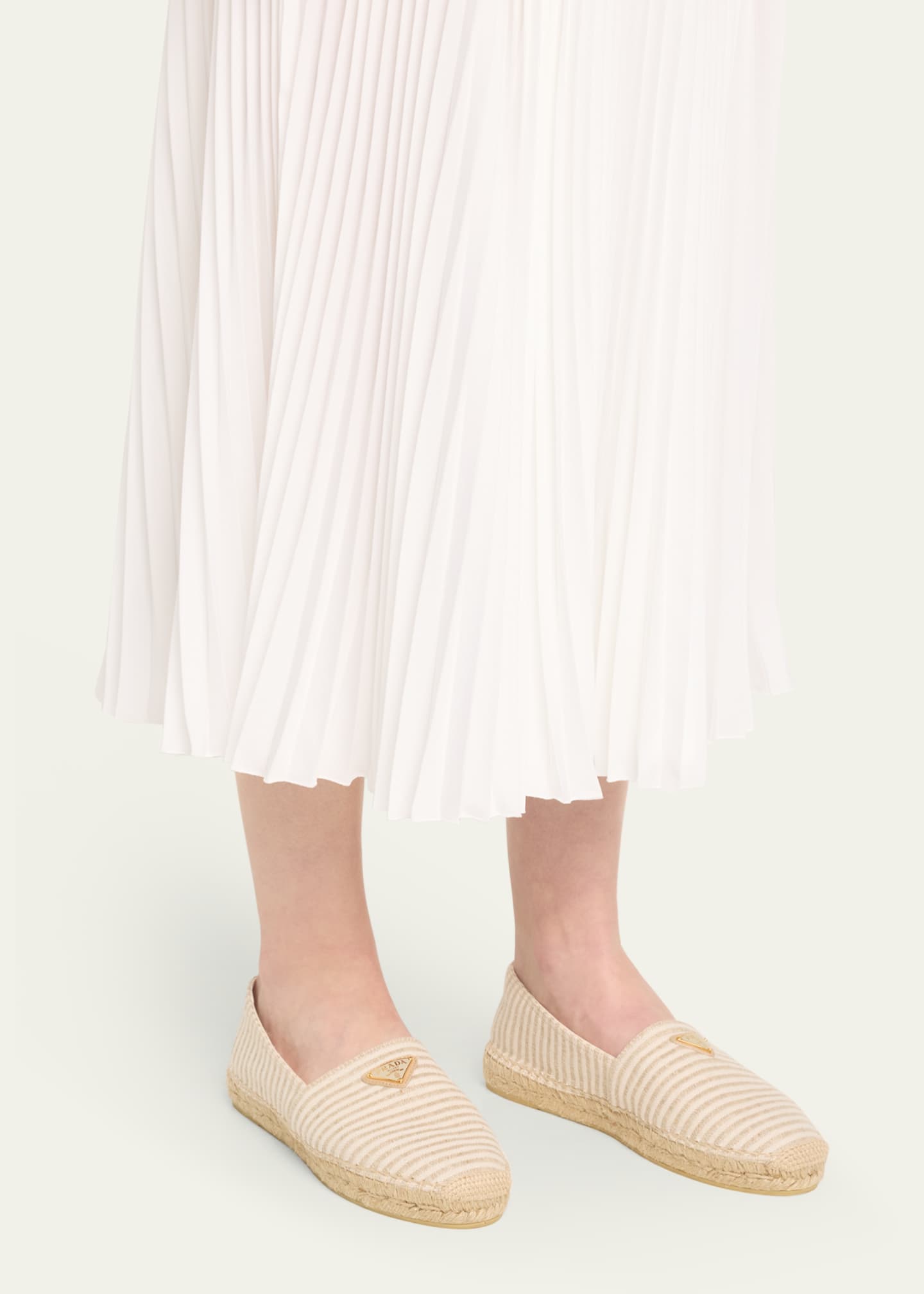 Prada Stripe Cotton Espadrille Loafers Image 2 of 5