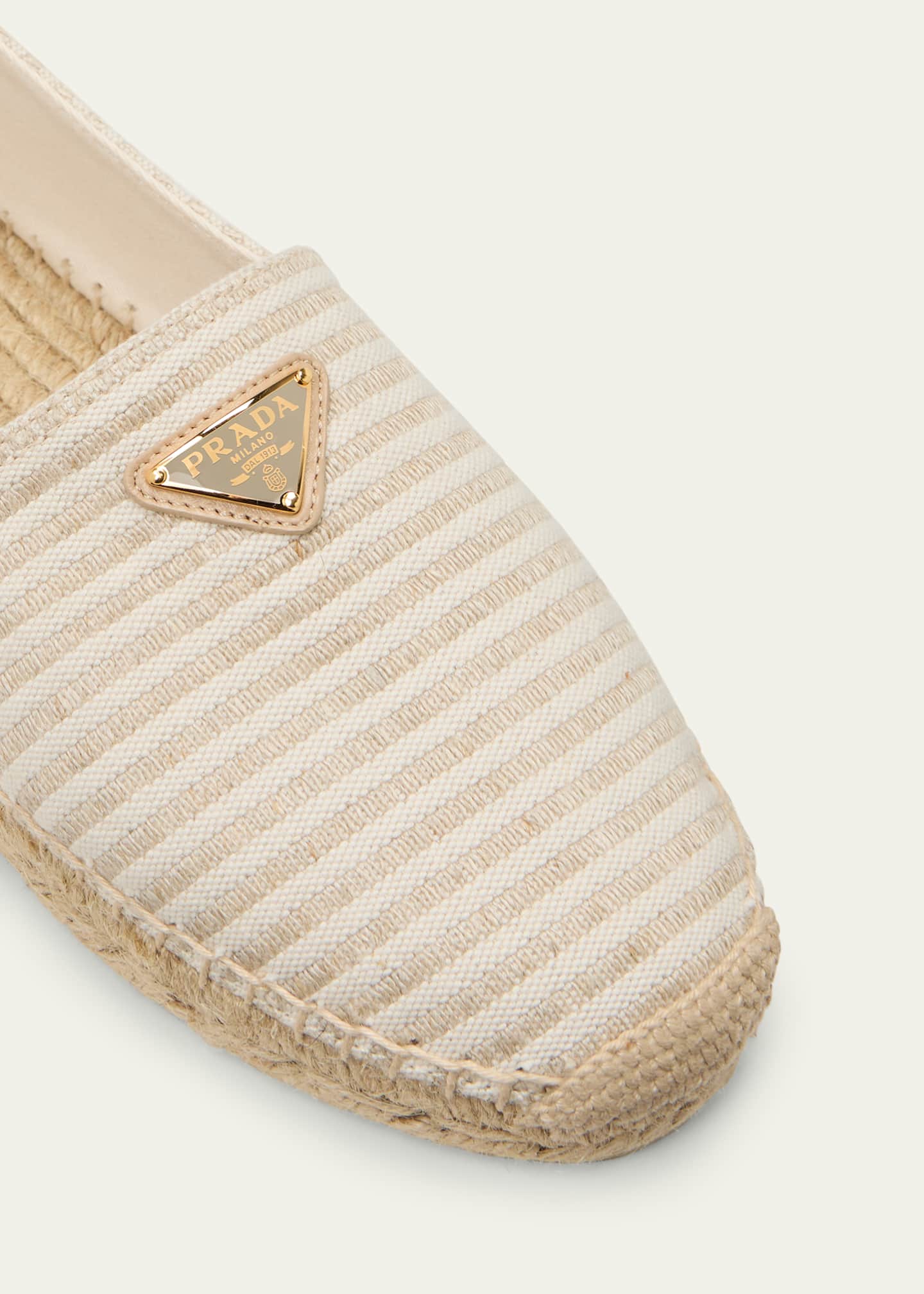 Prada Stripe Cotton Espadrille Loafers Image 5 of 5