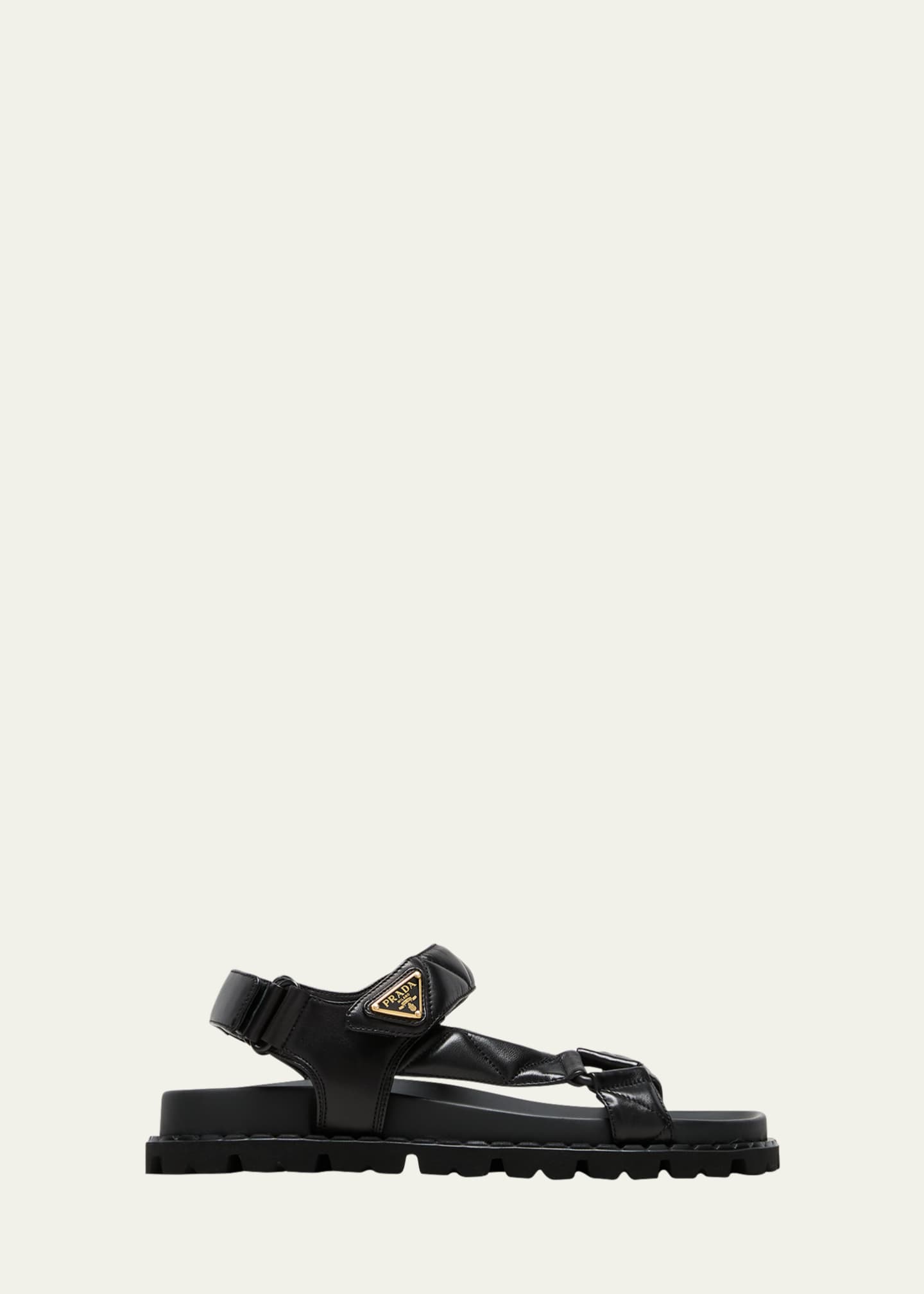 Prada Fussbet Quilted T-Strap Sporty Sandals Image 1 of 5