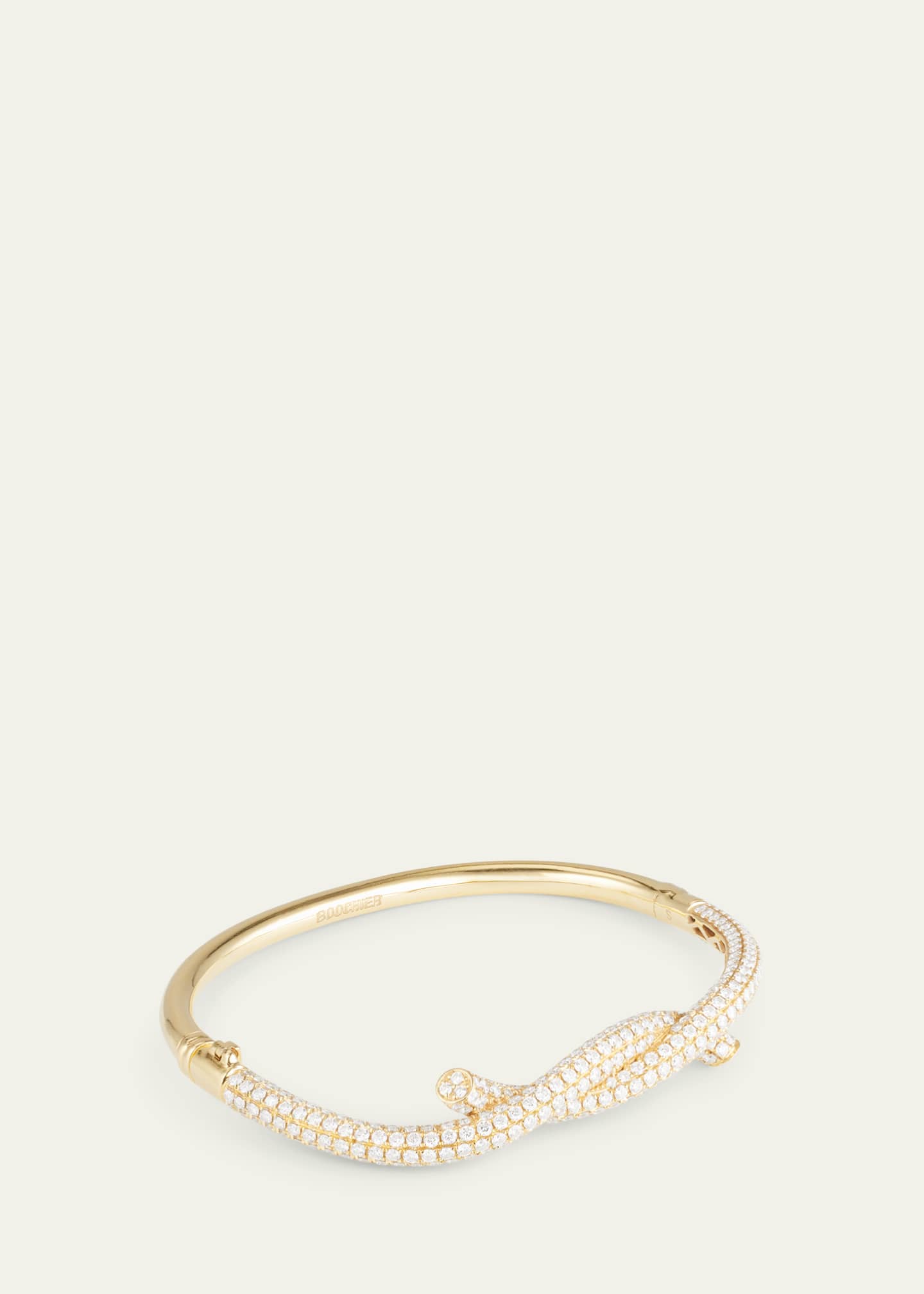 Boochier 18K Yellow Gold Full Pave Diamond Ties Bangle Bracelet Image 3 of 4