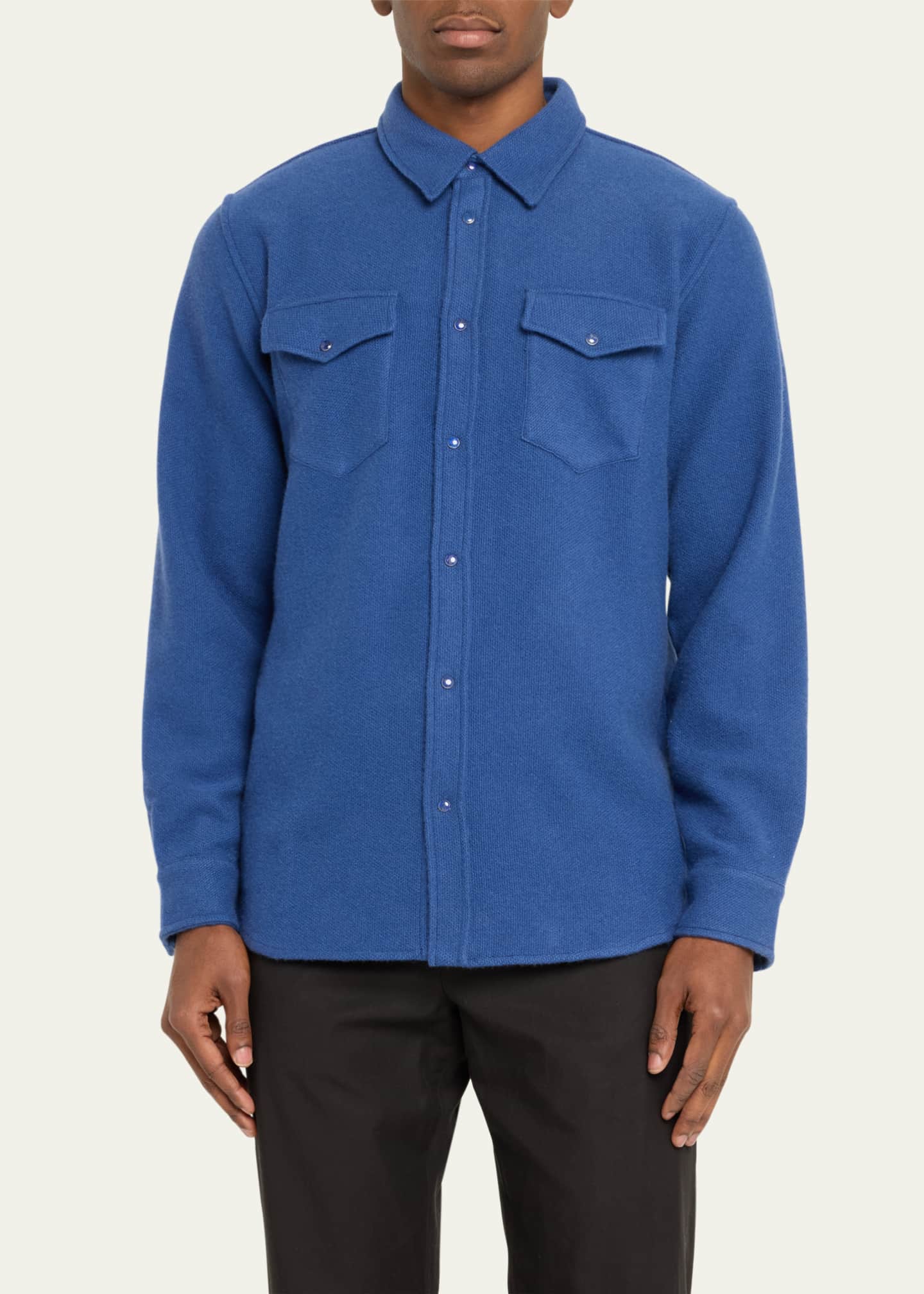 God's True Cashmere Men's Cashmere Lapis Lazuli Shirt Image 4 of 5