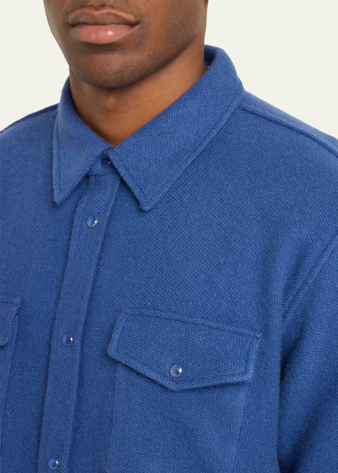 God's True Cashmere Men's Cashmere Lapis Lazuli Shirt Image 5 of 5