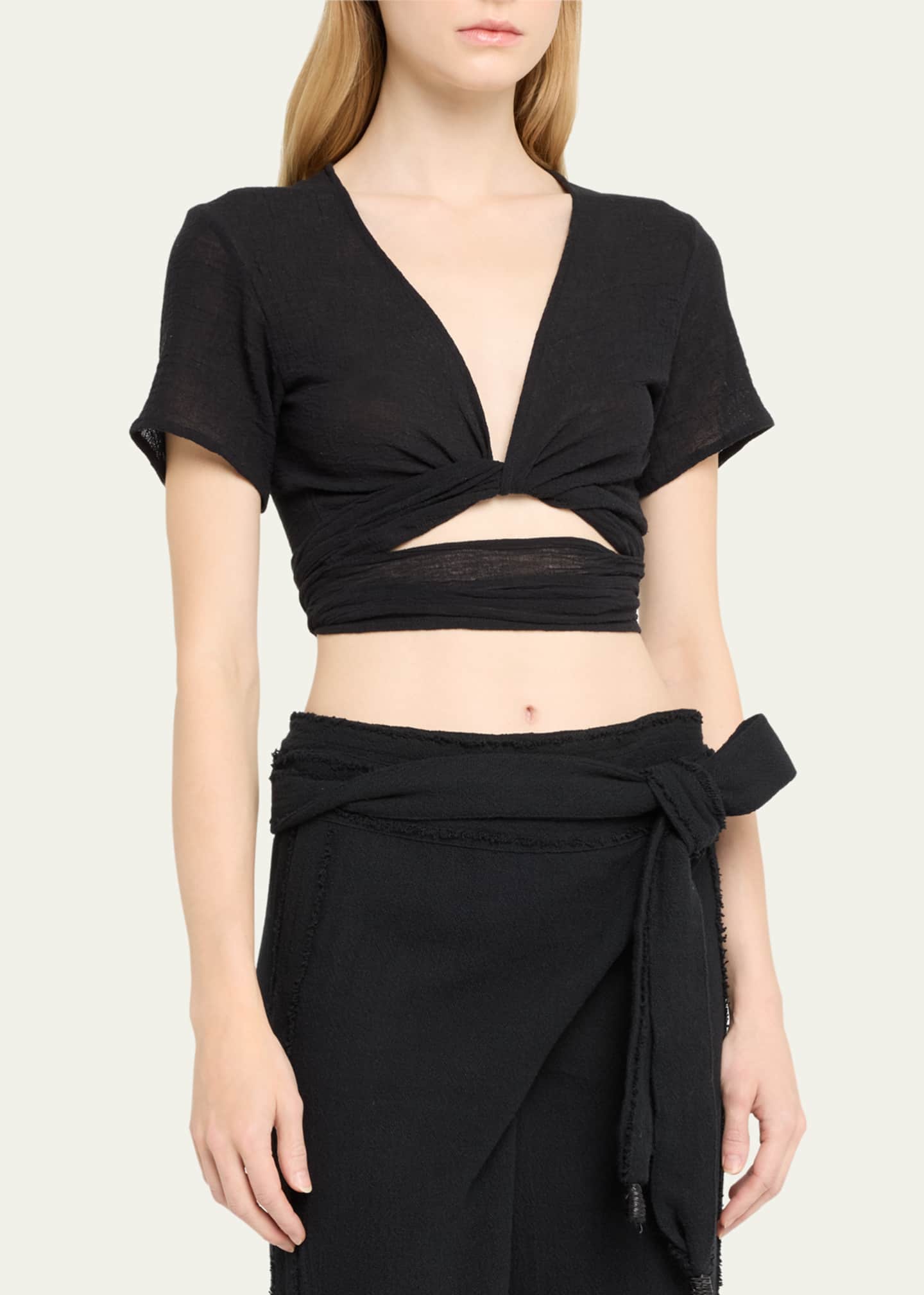 CARAVANA Lahuncito Gauze Crop Top Bergdorf Goodman