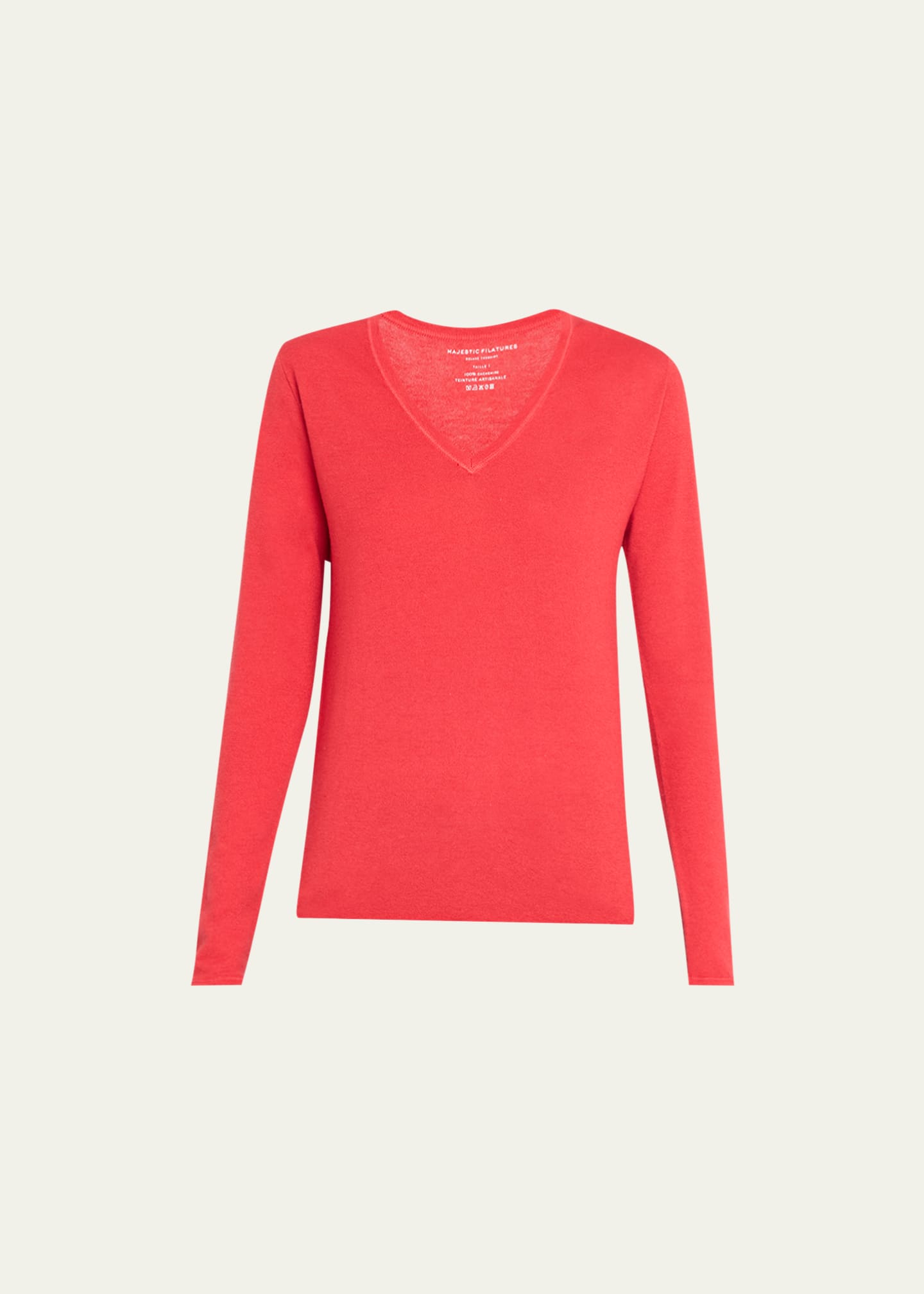 Majestic Filatures Cashmere Long Sleeve V Neck Pullover