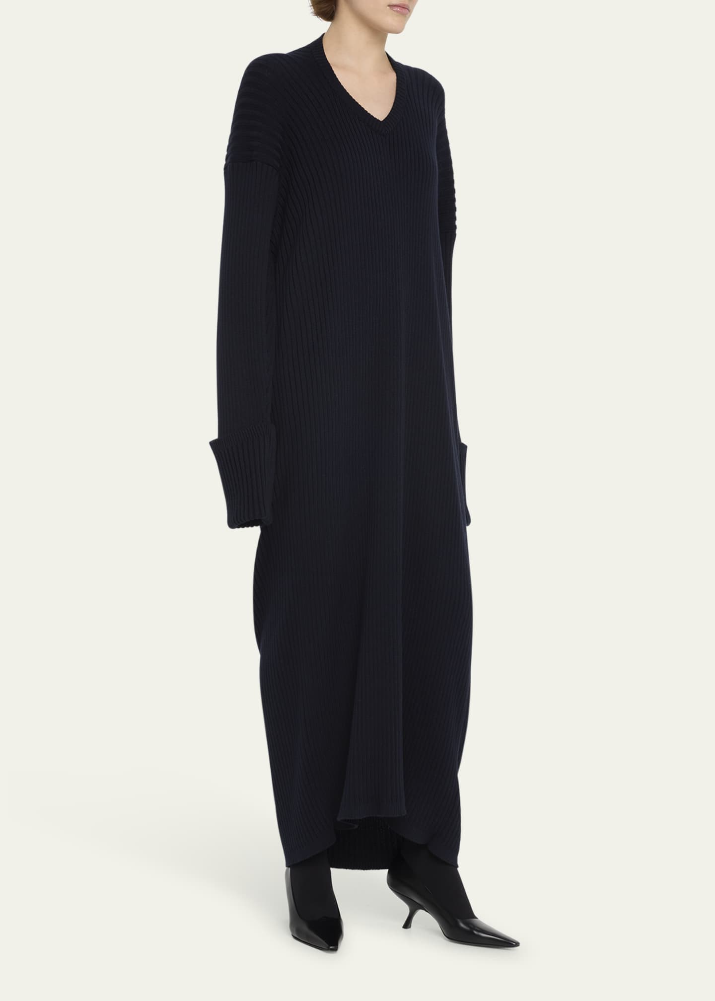 THE ROW Elodie Ribbed Cuff-Sleeve Dress - Bergdorf Goodman
