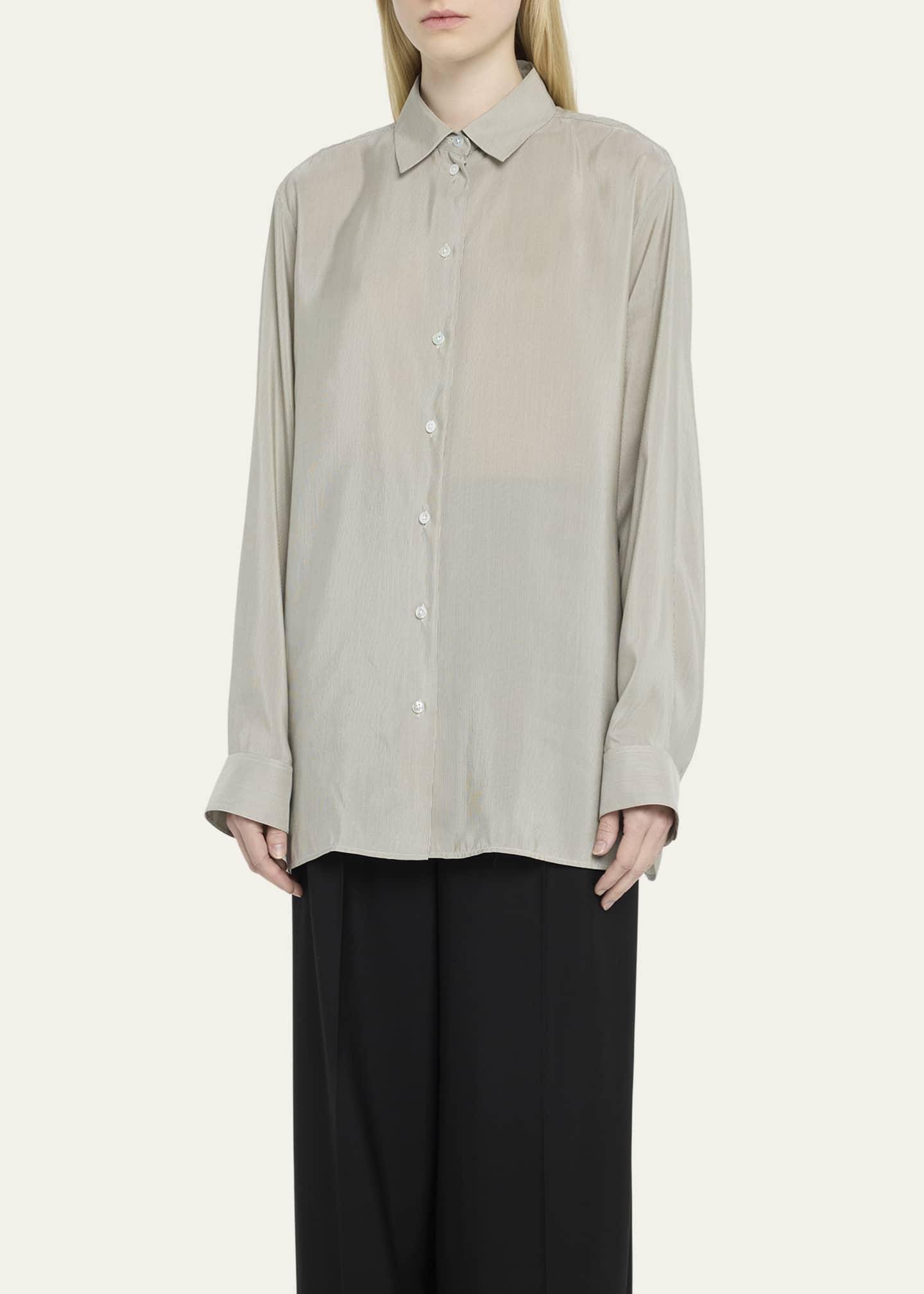 THE ROW Sisilia Classic Button Up Silk Shirt