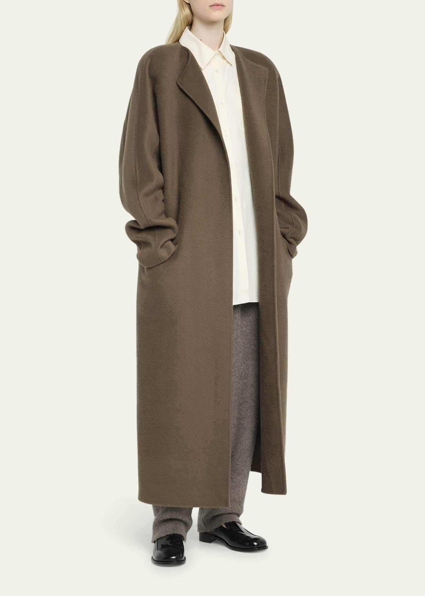 THE ROW Prisheella Collarless Cashmere Coat