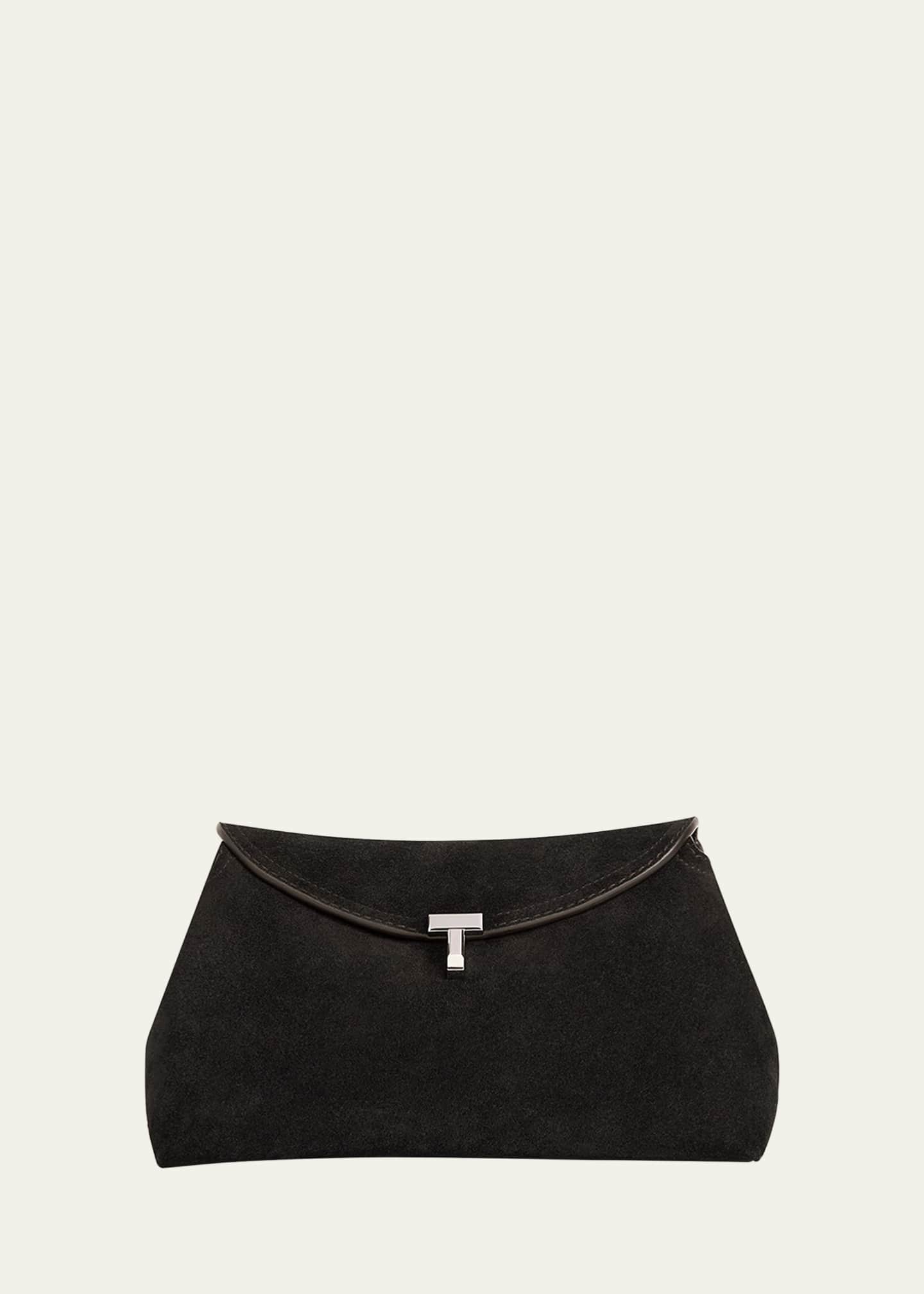 Toteme T-Lock Clutch Bag in Suede Image 1 of 4