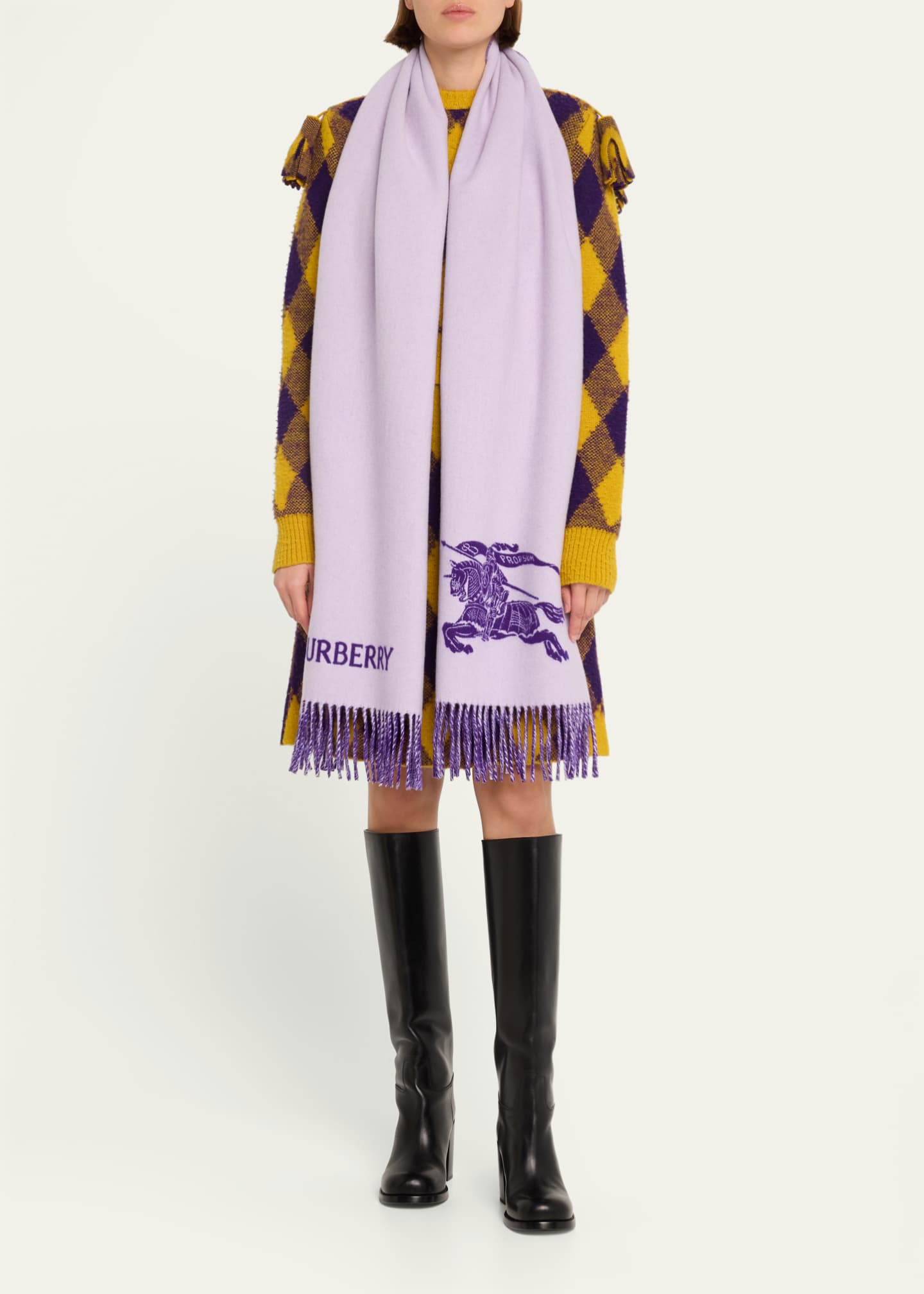 Burberry EKD Cashmere Fringe Scarf Bergdorf Goodman