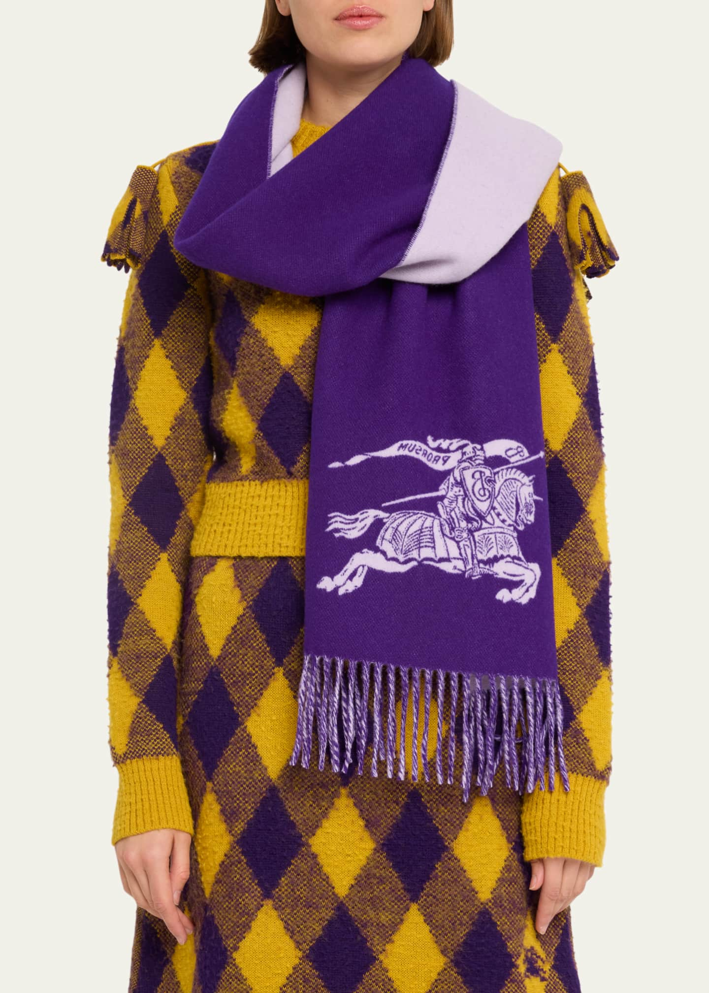 Burberry EKD Cashmere Fringe Scarf