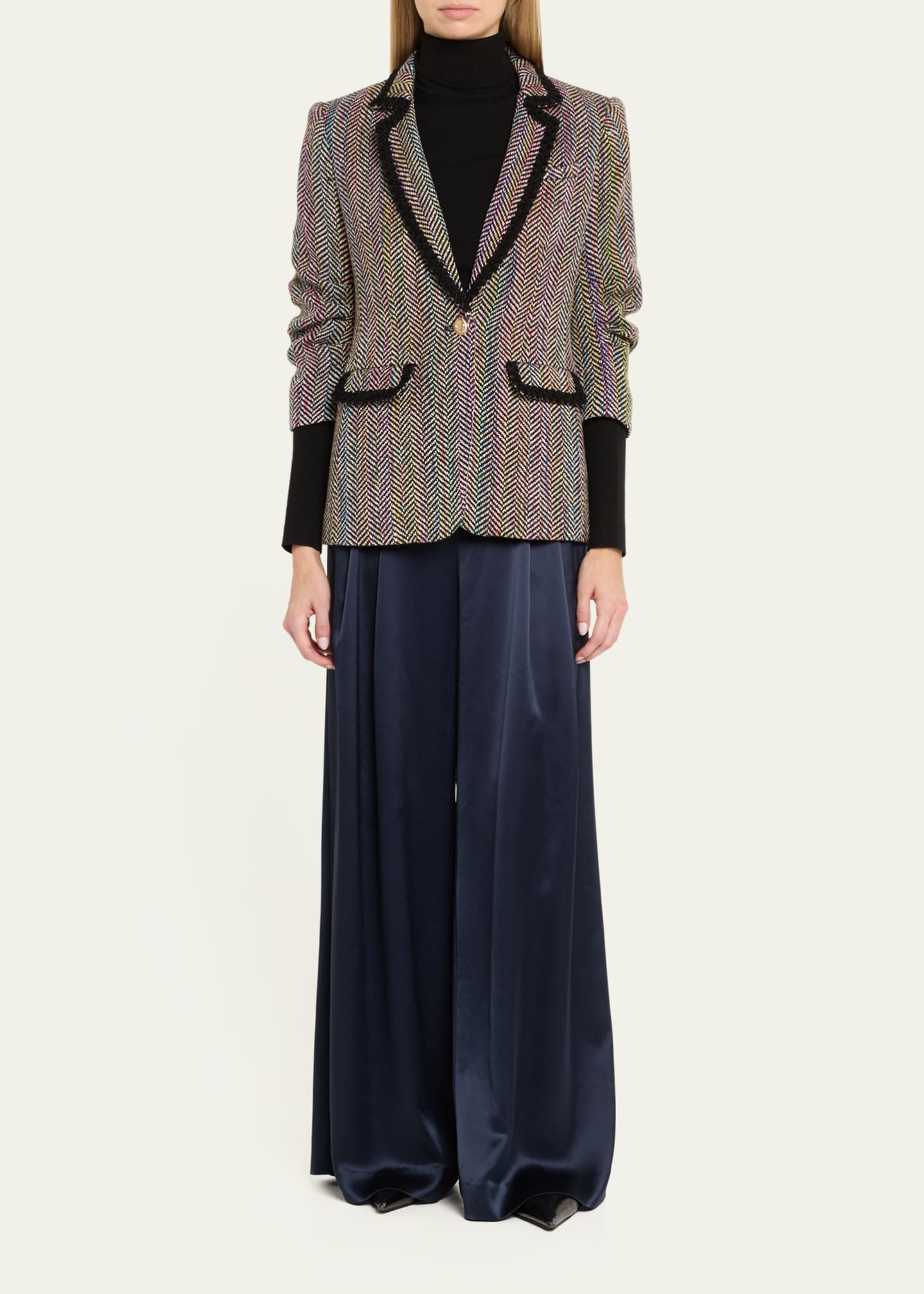 Cinq a Sept Shauna Pleated Satin Wide-Leg Pants Image 2 of 5
