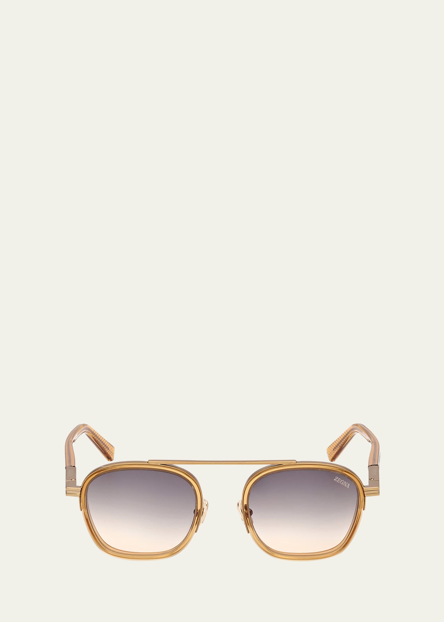 ZEGNA Men's ORIZZONTE Geometric Acetate and Metal Sunglasses Image 1 of 3