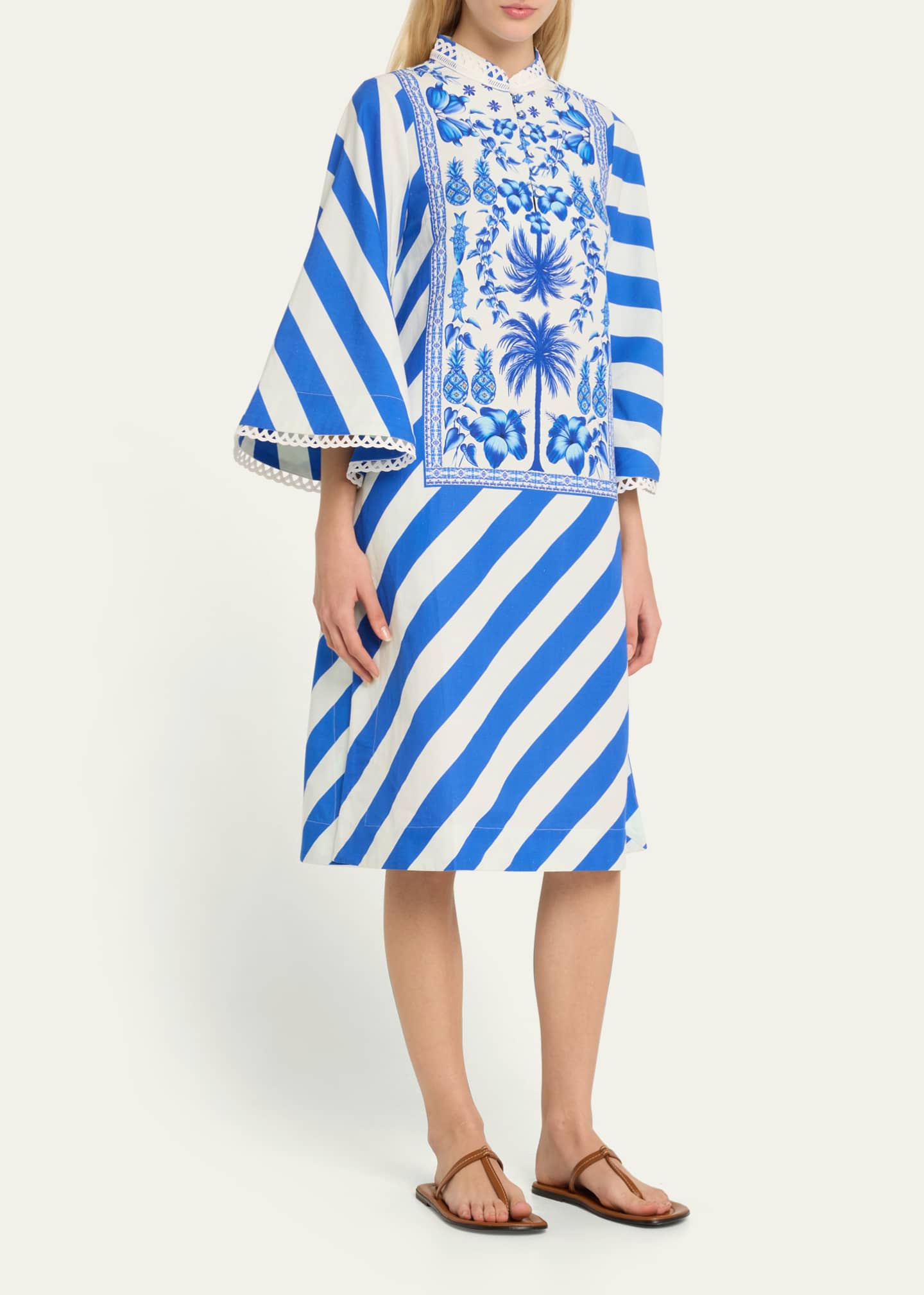 Verandah Striped Azulejos Kaftan Dress - Bergdorf Goodman