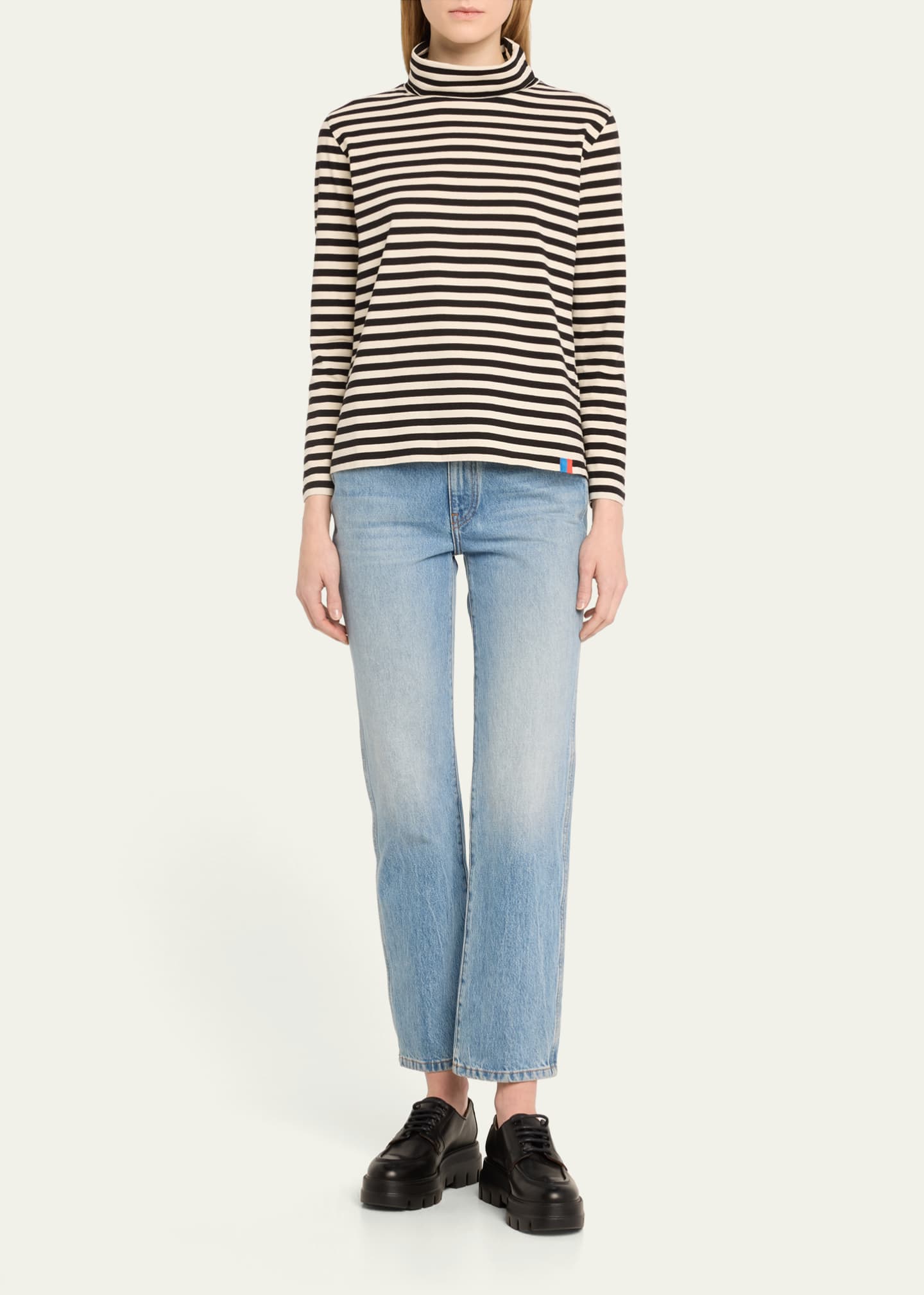 Kule The Modern Cotton Stripe Long-Sleeve Turtleneck T-Shirt Image 2 of 5