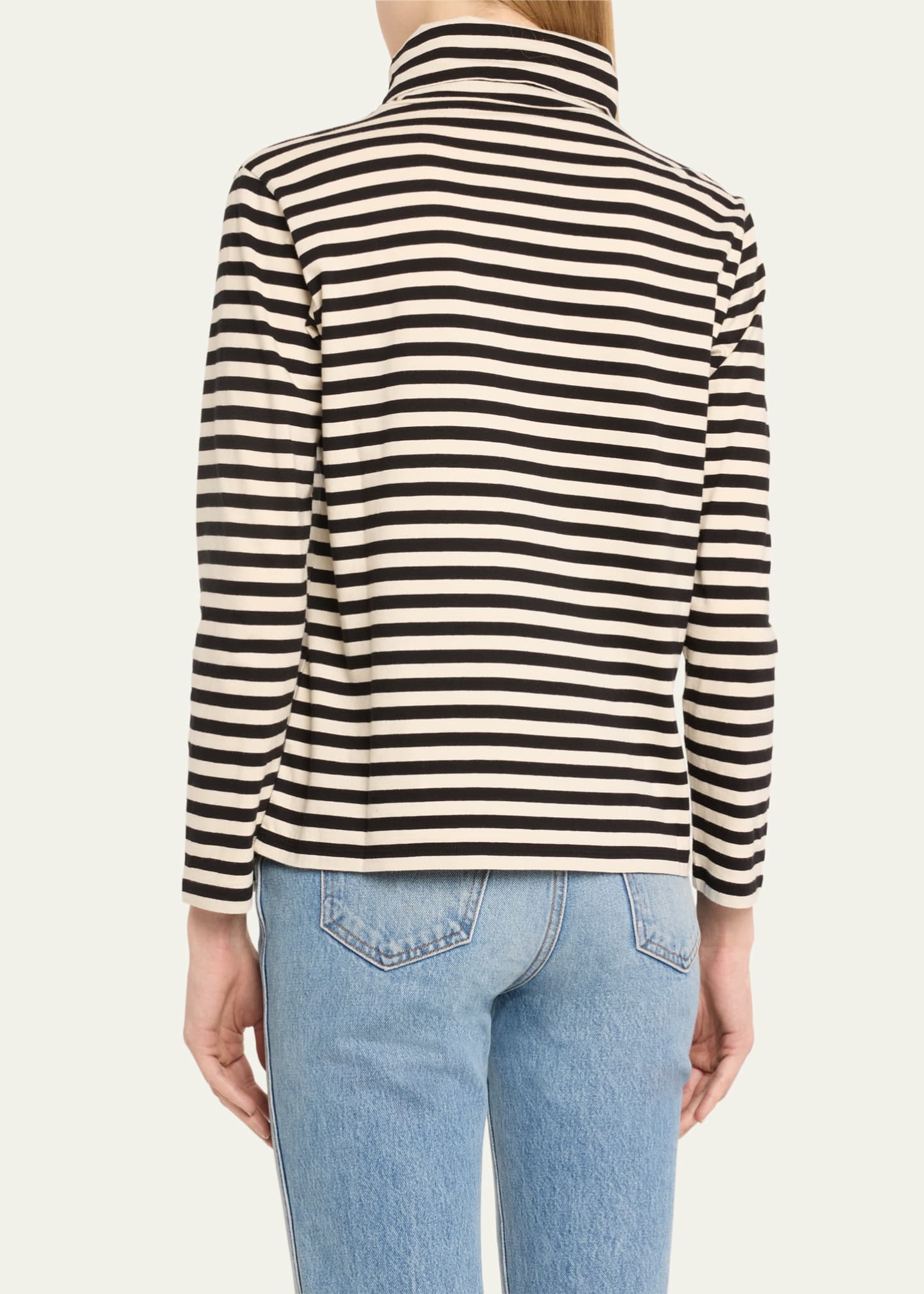 Kule The Modern Cotton Stripe Long-Sleeve Turtleneck T-Shirt Image 3 of 5