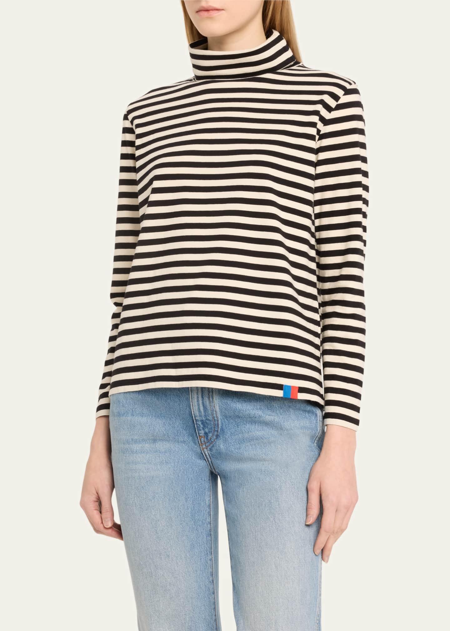 Kule The Modern Cotton Stripe Long-Sleeve Turtleneck T-Shirt Image 4 of 5