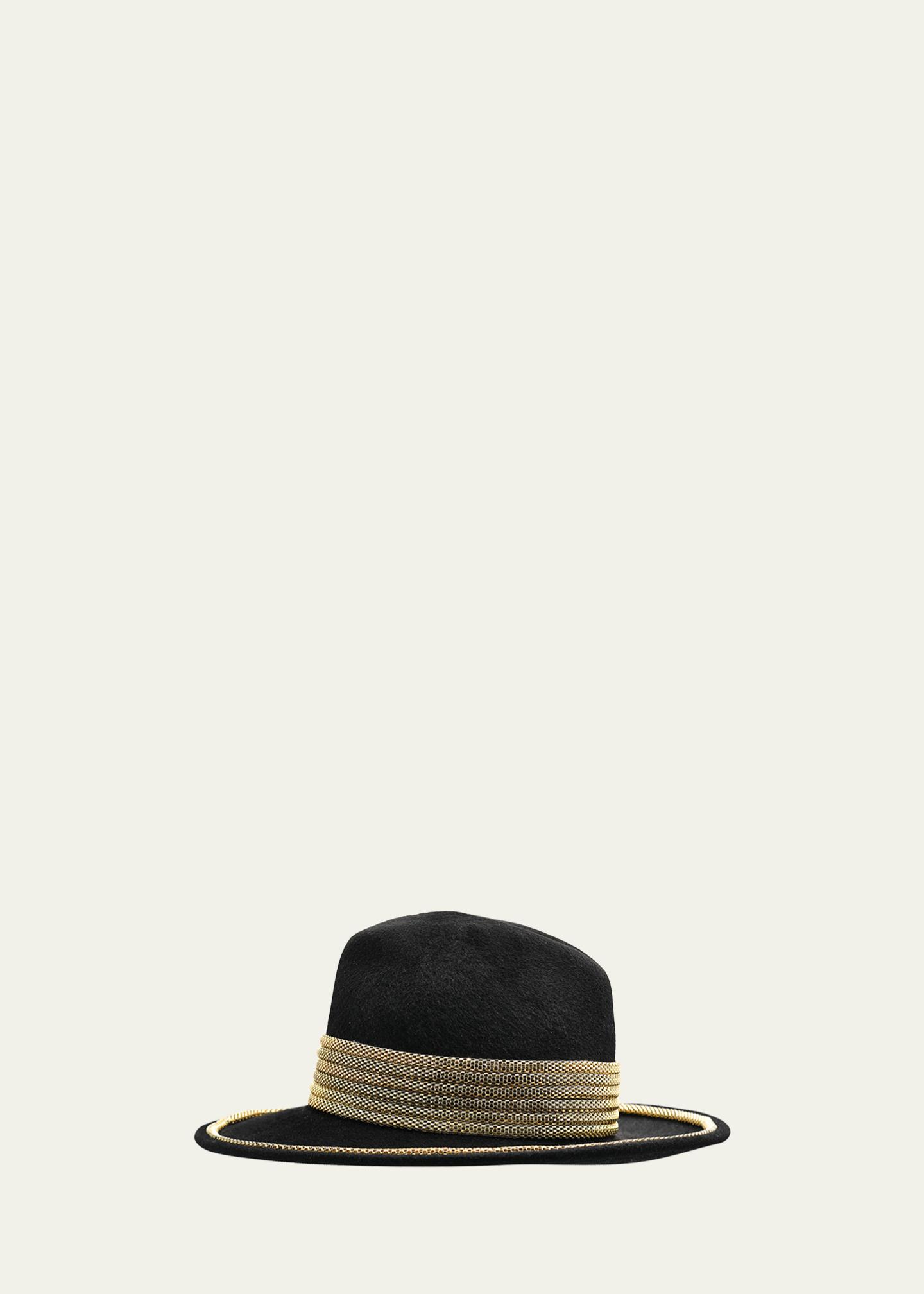 Cappello Fedora Kokin Nero Scintillante &ndash; Strutturato, Taglia Unica, Donna, Materiale 100% Poliestere