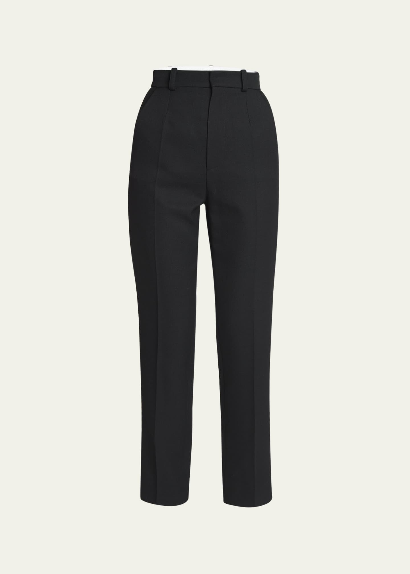 Cropped Kick Flare Trousers - Black